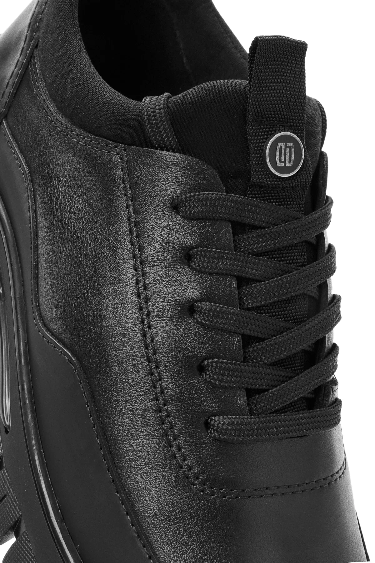 Erkek Siyah Bağcıklı Deri Sneaker - Image 9