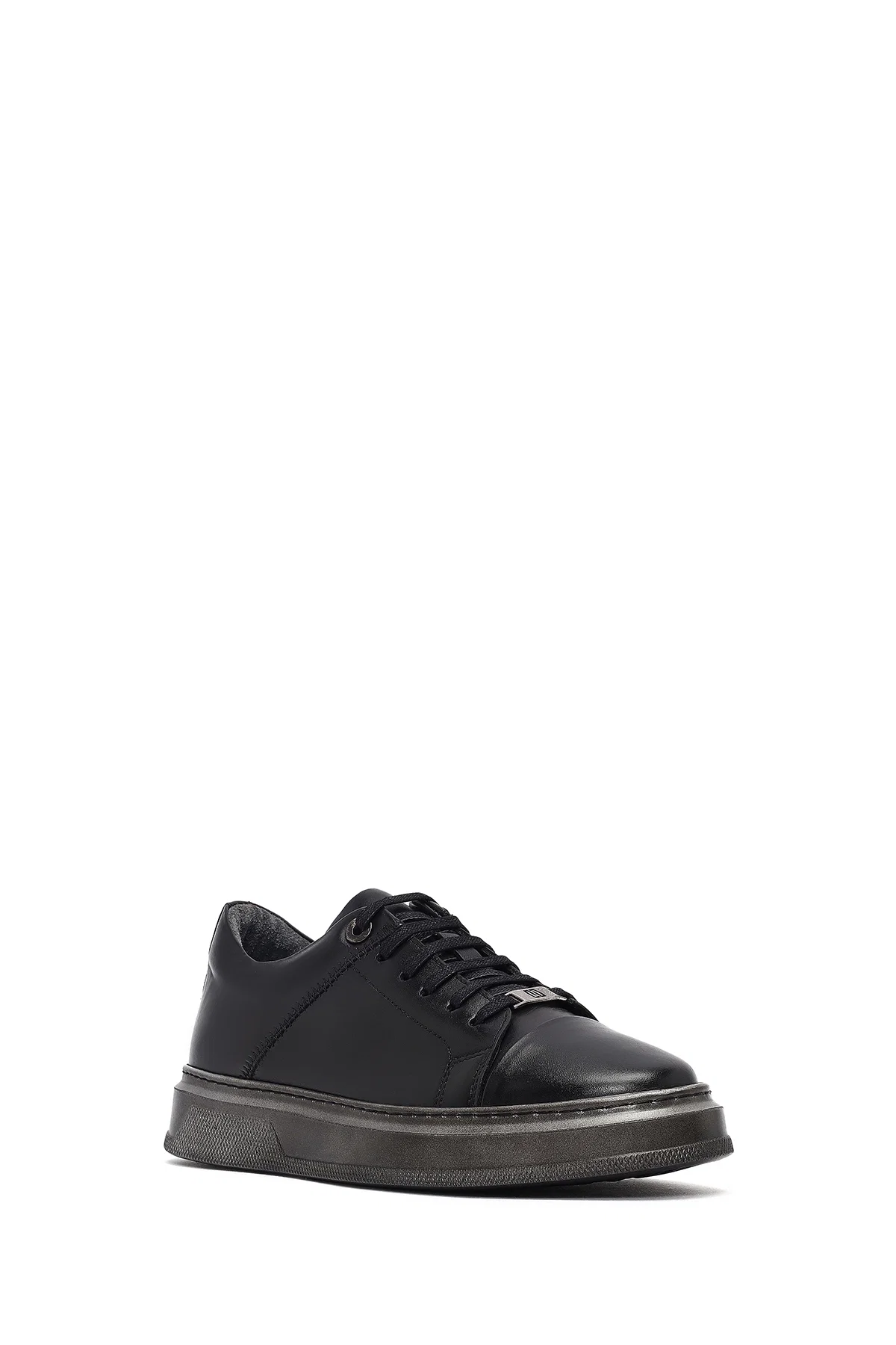 Erkek Siyah Bağcıklı Deri Sneaker - Image 6