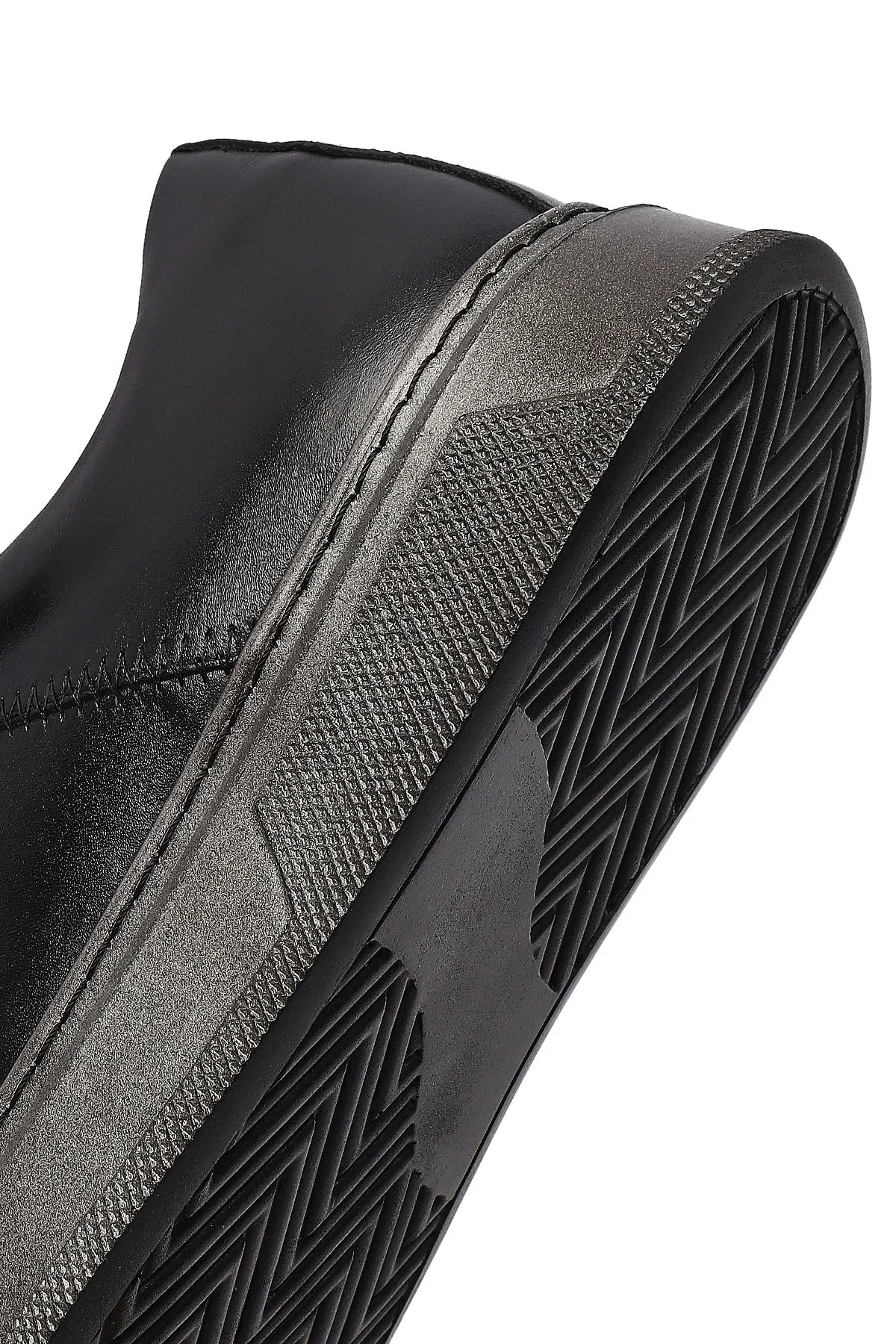 Erkek Siyah Bağcıklı Deri Sneaker - Image 8