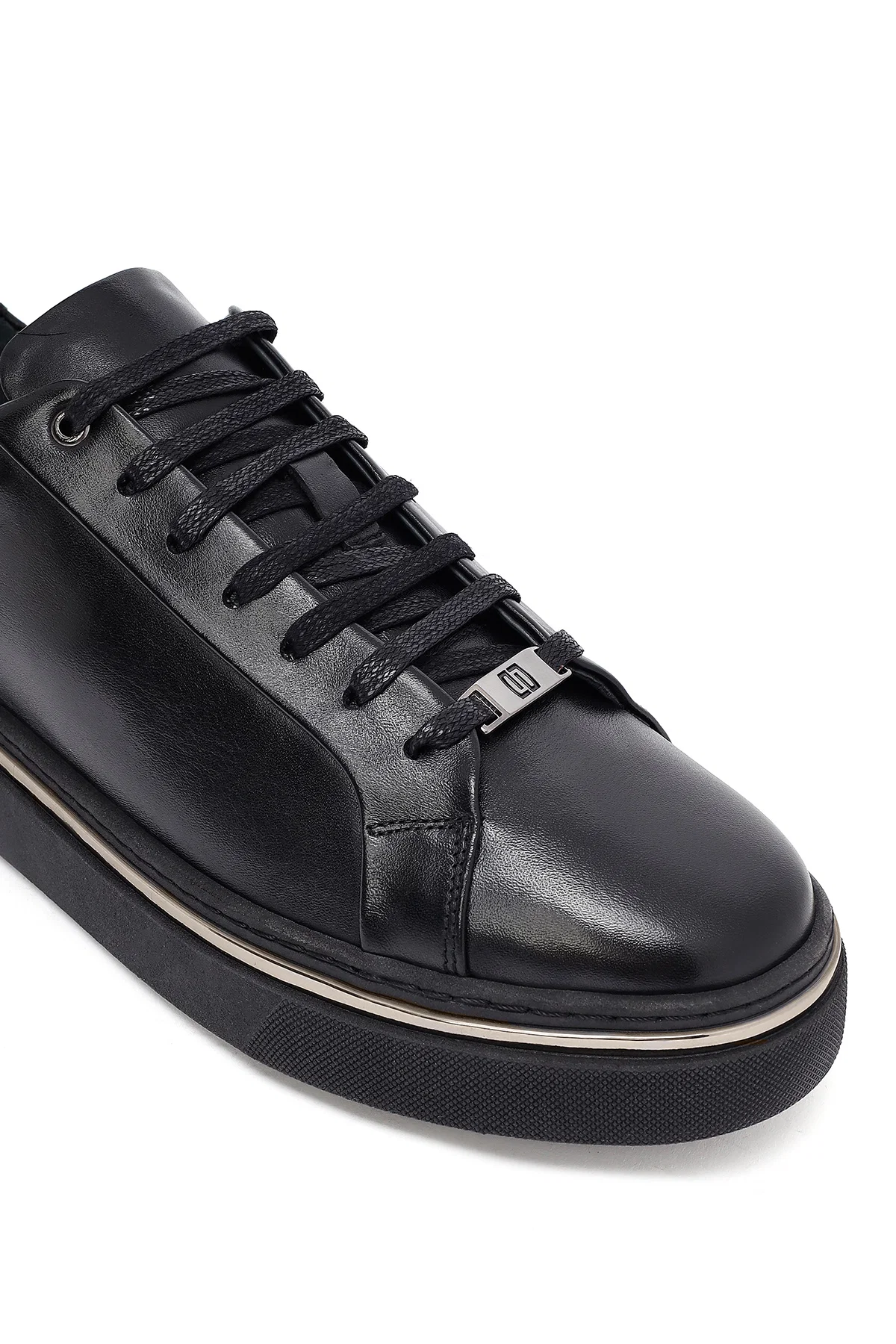 Erkek Siyah Bağcıklı Deri Sneaker - Image 10