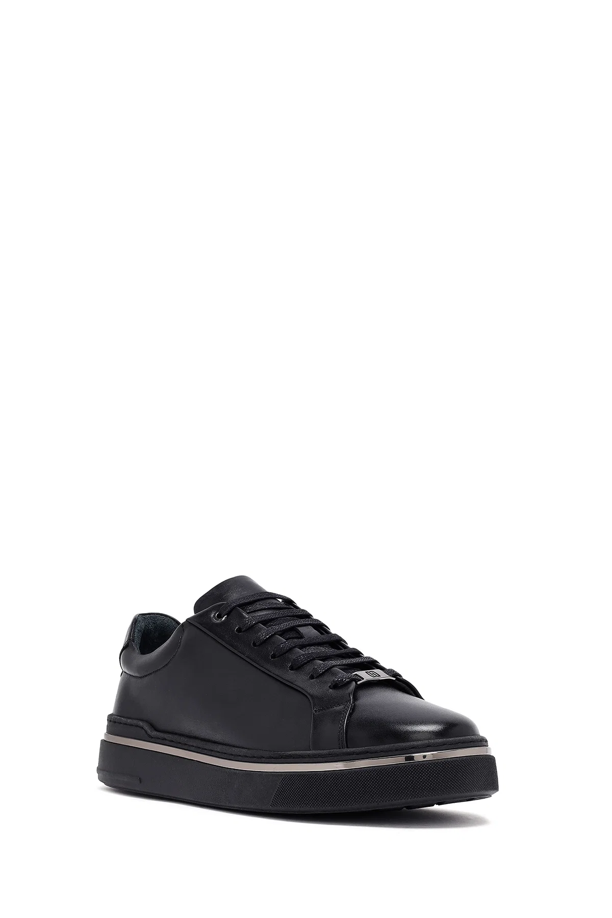 Erkek Siyah Bağcıklı Deri Sneaker - Image 6