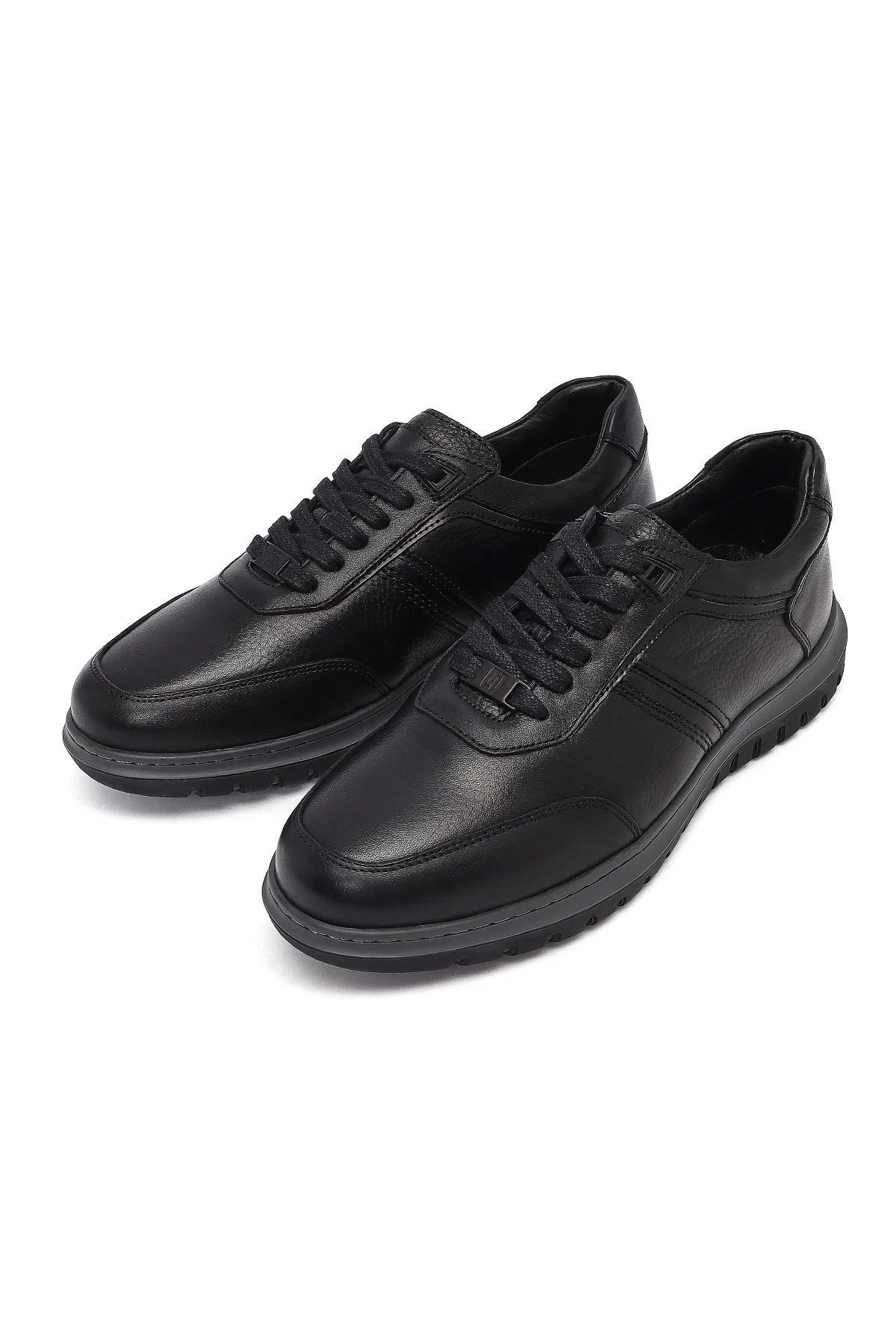 Erkek Siyah Bağcıklı Deri Sneaker - Image 10