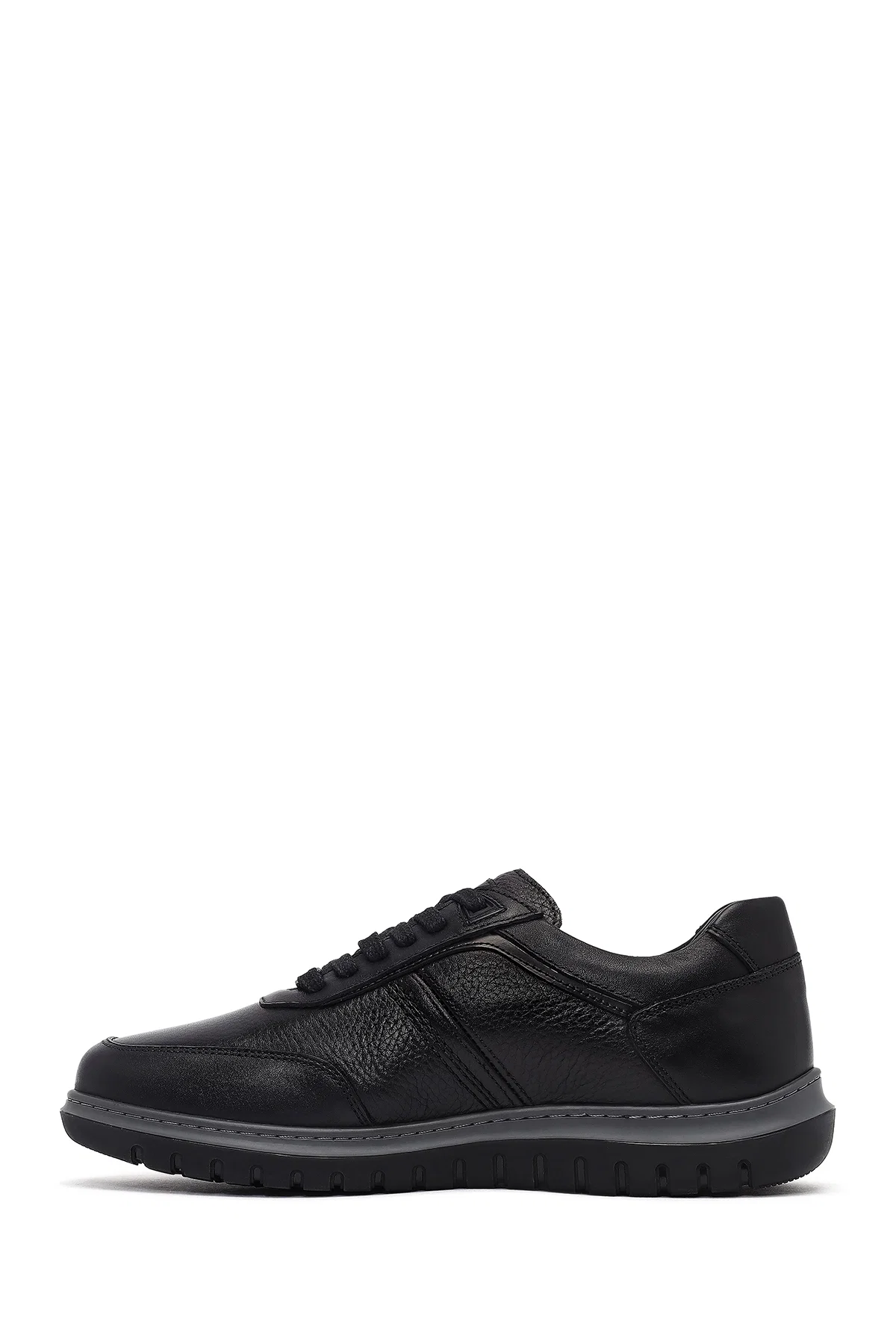 Erkek Siyah Bağcıklı Deri Sneaker - Image 2