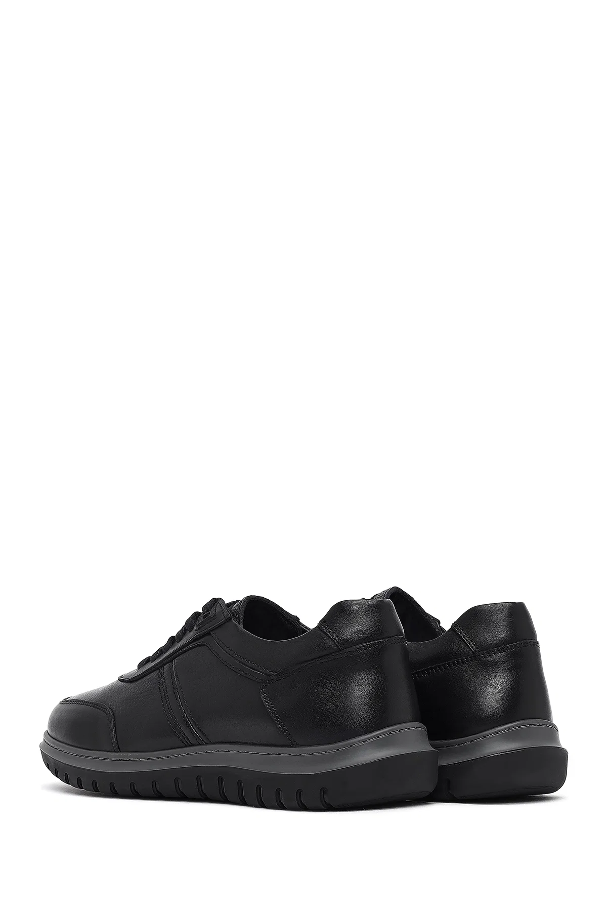Erkek Siyah Bağcıklı Deri Sneaker - Image 5
