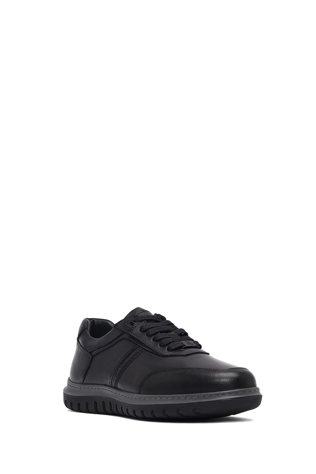 Erkek Siyah Bağcıklı Deri Sneaker - Image 6