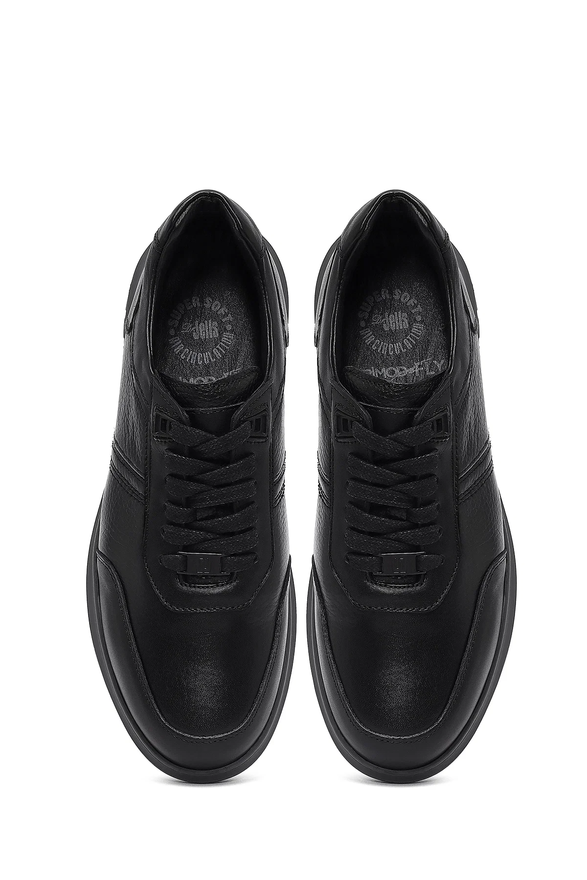 Erkek Siyah Bağcıklı Deri Sneaker - Image 7