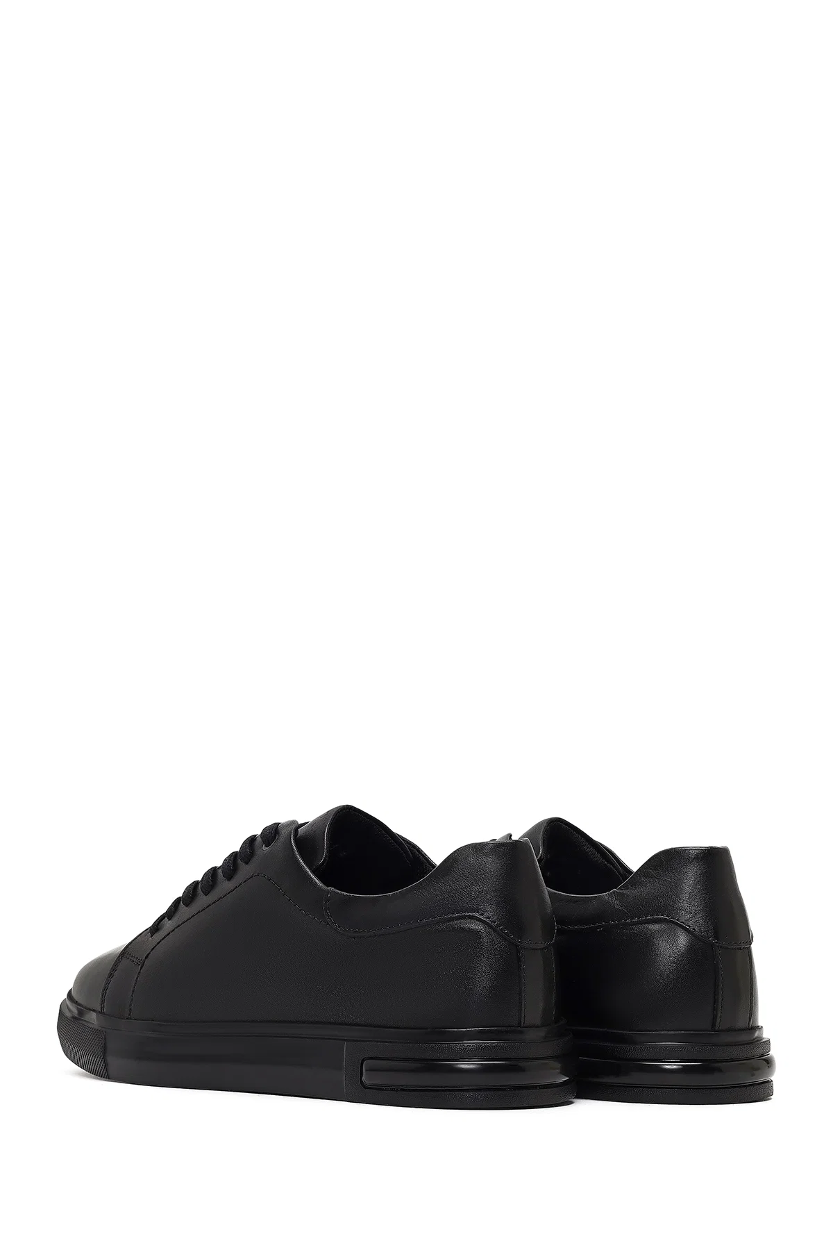 Erkek Siyah Bağcıklı Deri Sneaker - Image 5