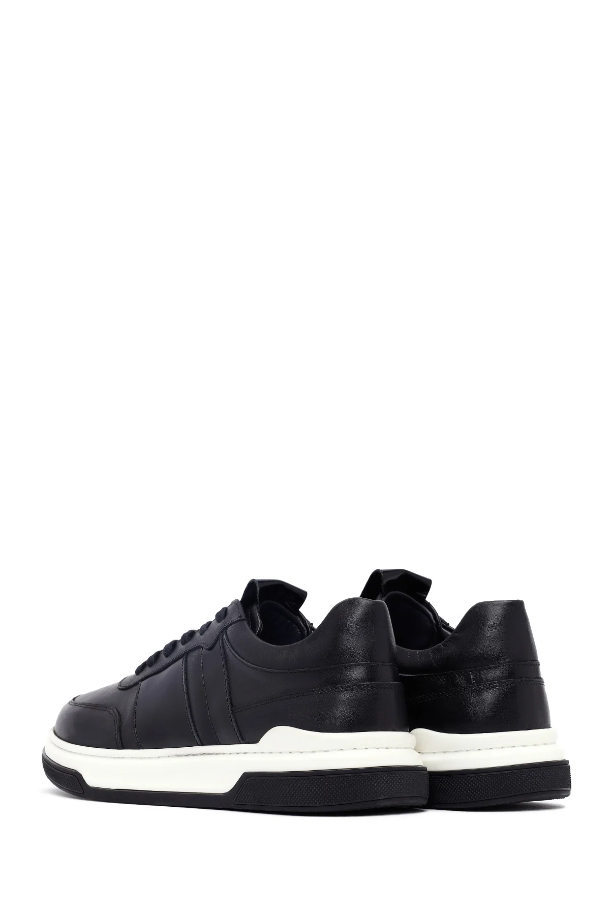 Erkek Siyah Bağcıklı Deri Sneaker - Image 5