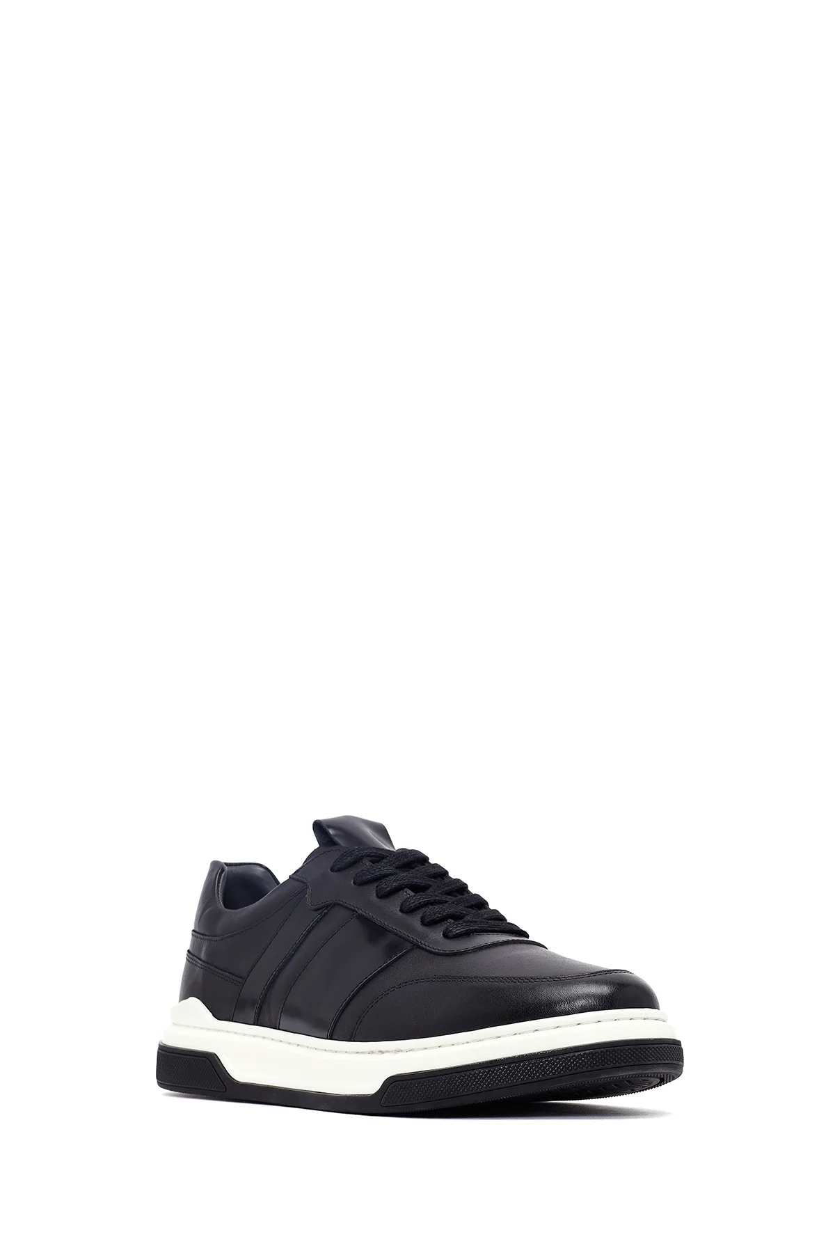 Erkek Siyah Bağcıklı Deri Sneaker - Image 6