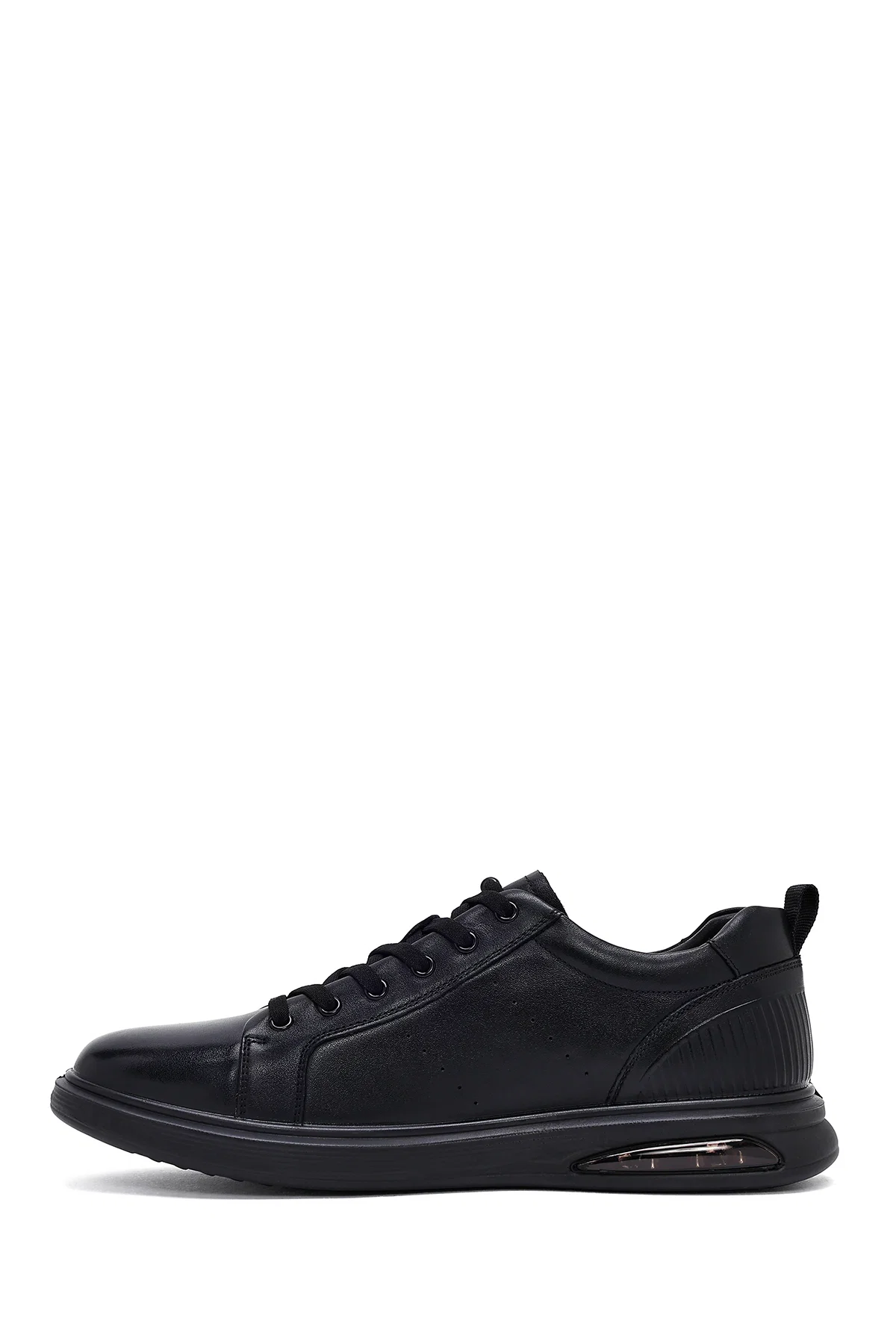 Erkek Siyah Bağcıklı Deri Sneaker - Image 2