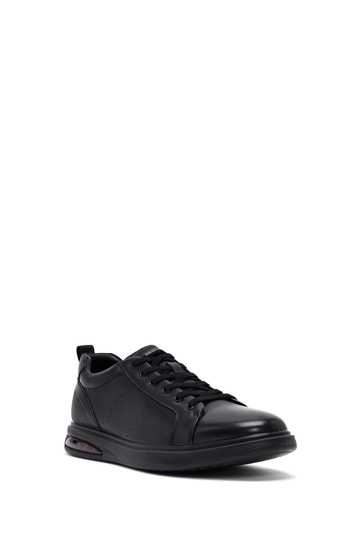 Erkek Siyah Bağcıklı Deri Sneaker - Image 6