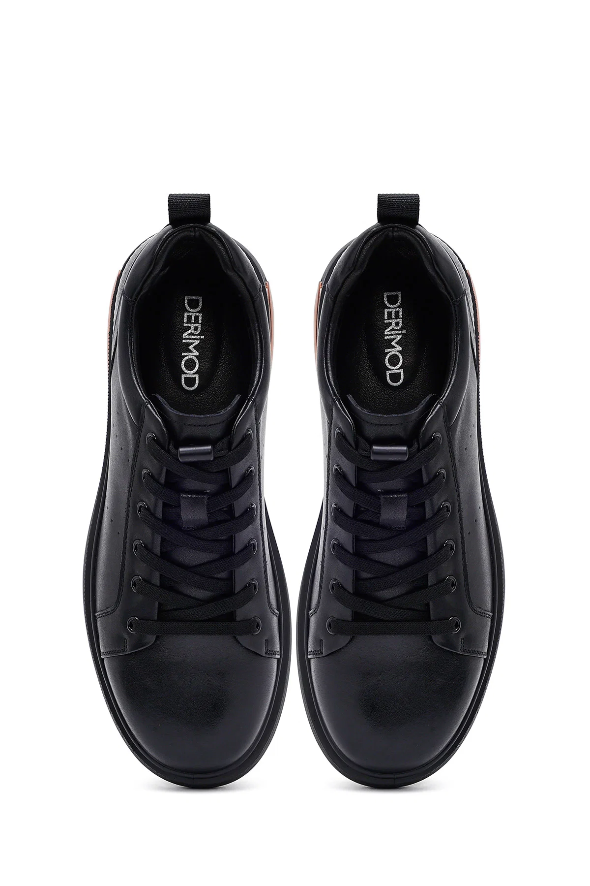 Erkek Siyah Bağcıklı Deri Sneaker - Image 7