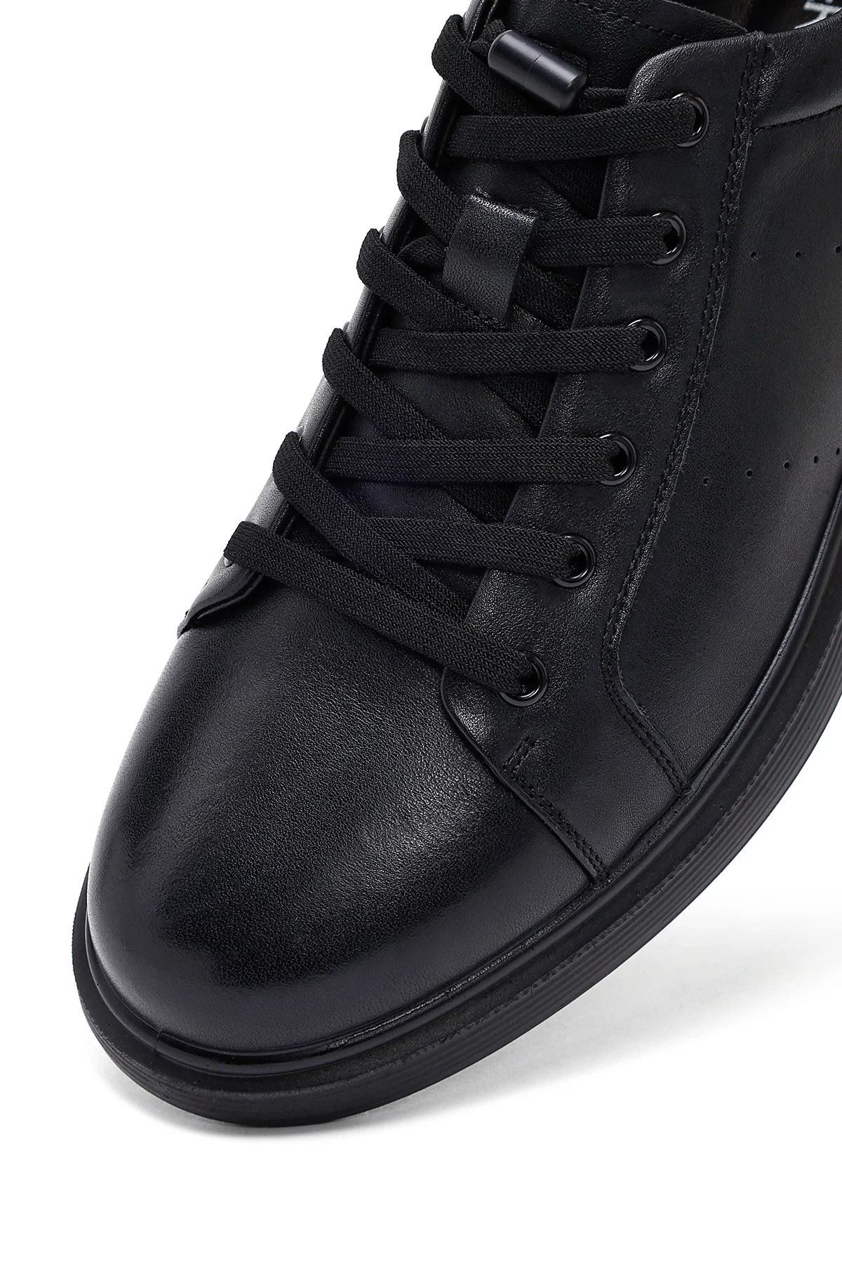 Erkek Siyah Bağcıklı Deri Sneaker - Image 8