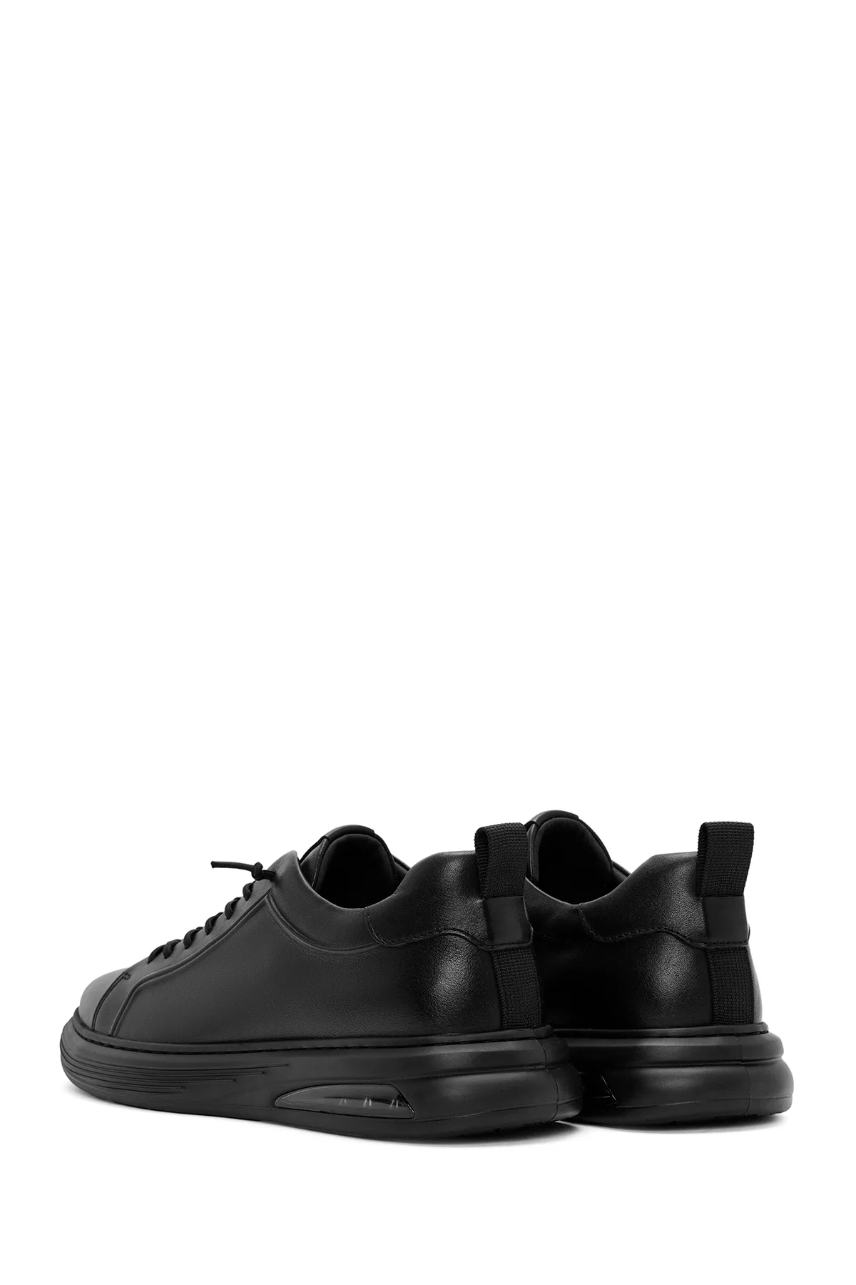 Erkek Siyah Bağcıklı Deri Sneaker - Image 5