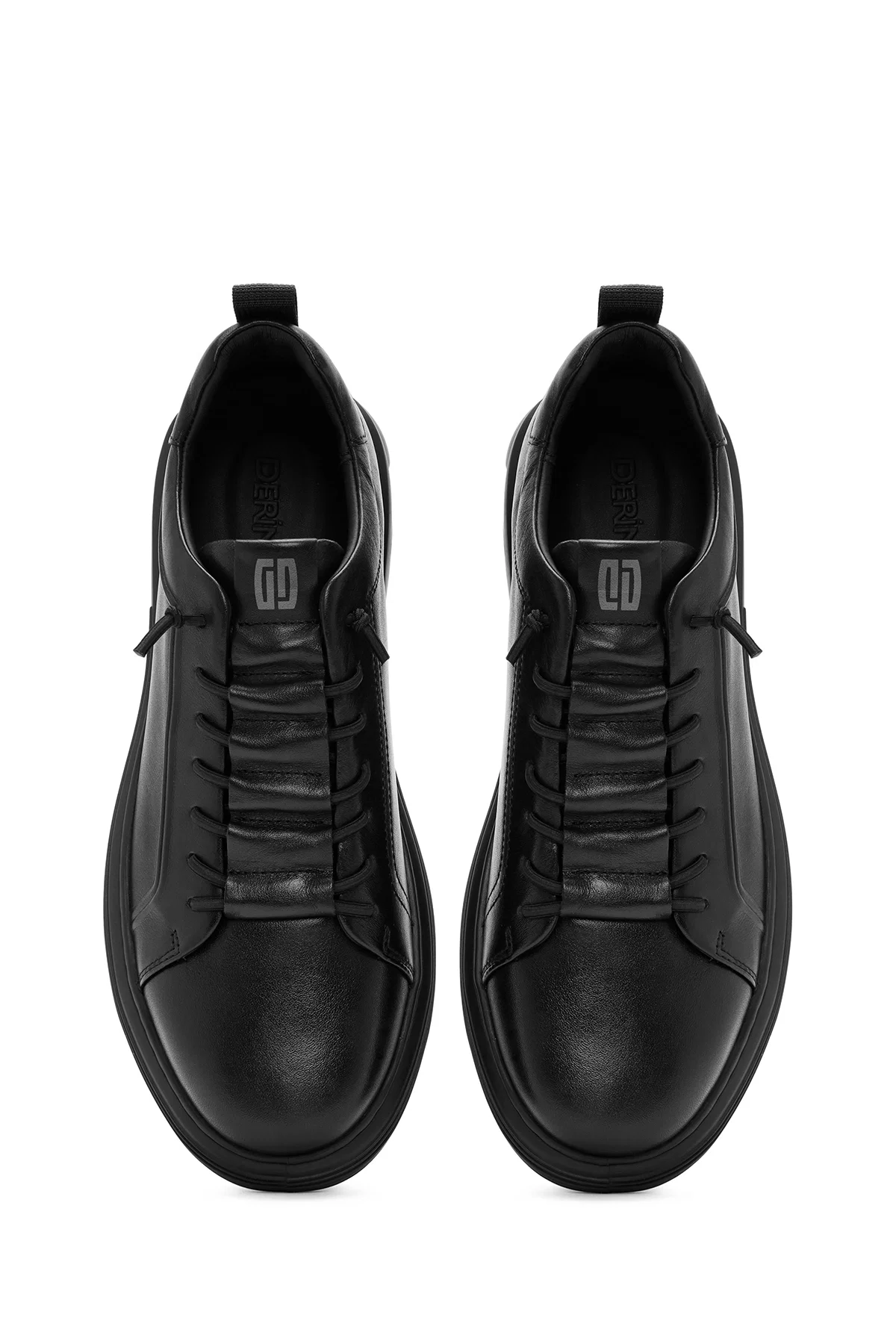 Erkek Siyah Bağcıklı Deri Sneaker - Image 7
