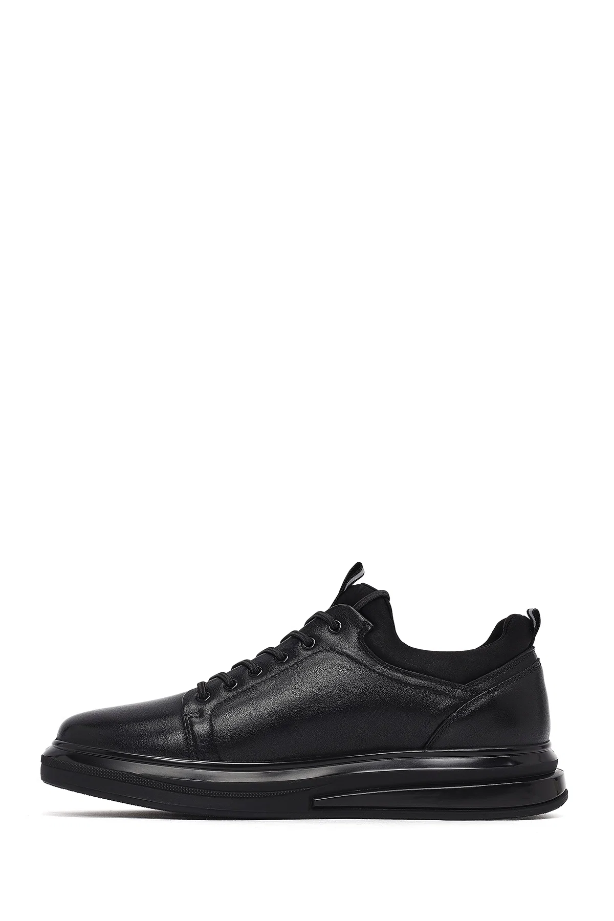 Erkek Siyah Bağcıklı Deri Sneaker - Image 2