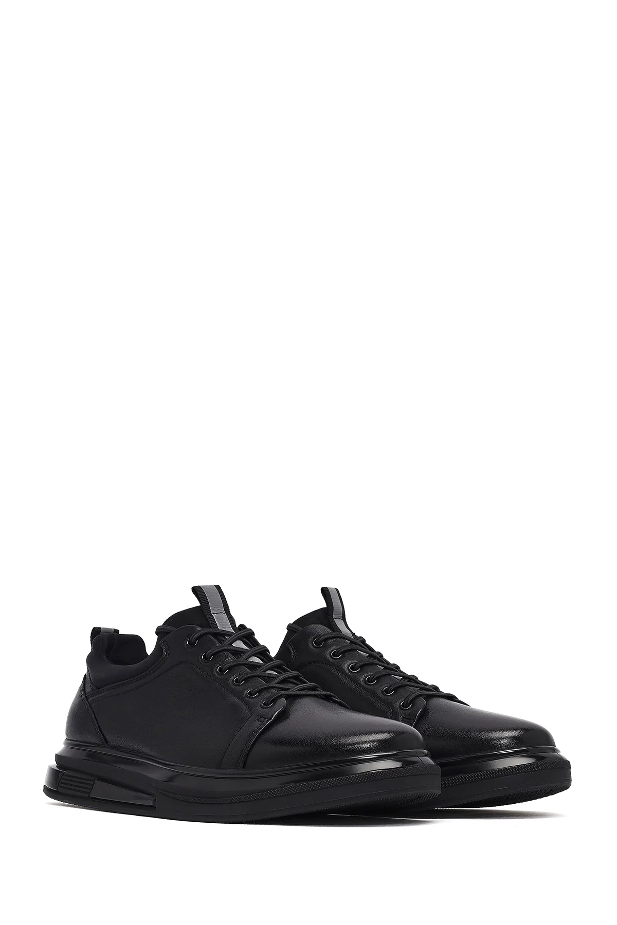 Erkek Siyah Bağcıklı Deri Sneaker - Image 3