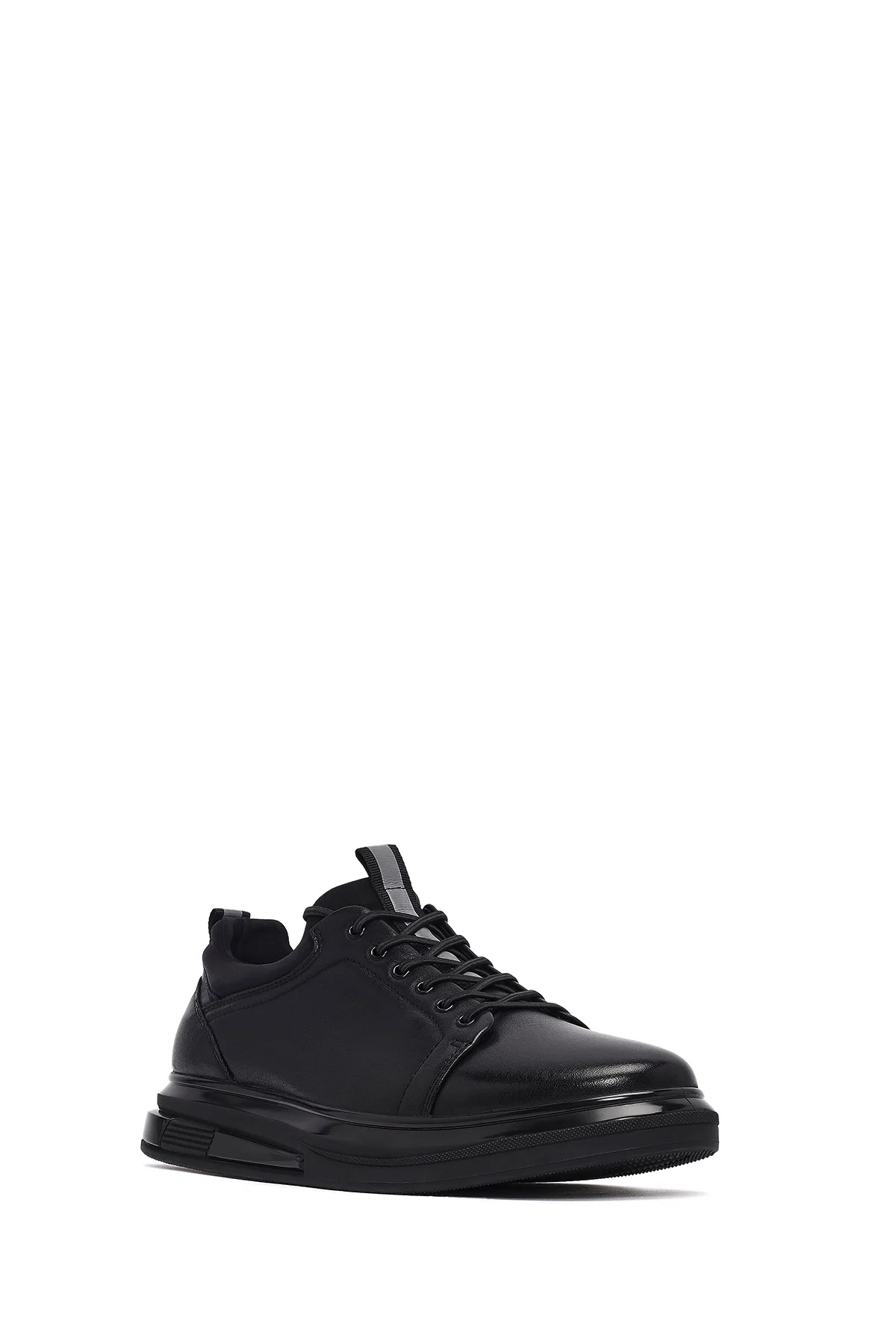 Erkek Siyah Bağcıklı Deri Sneaker - Image 6
