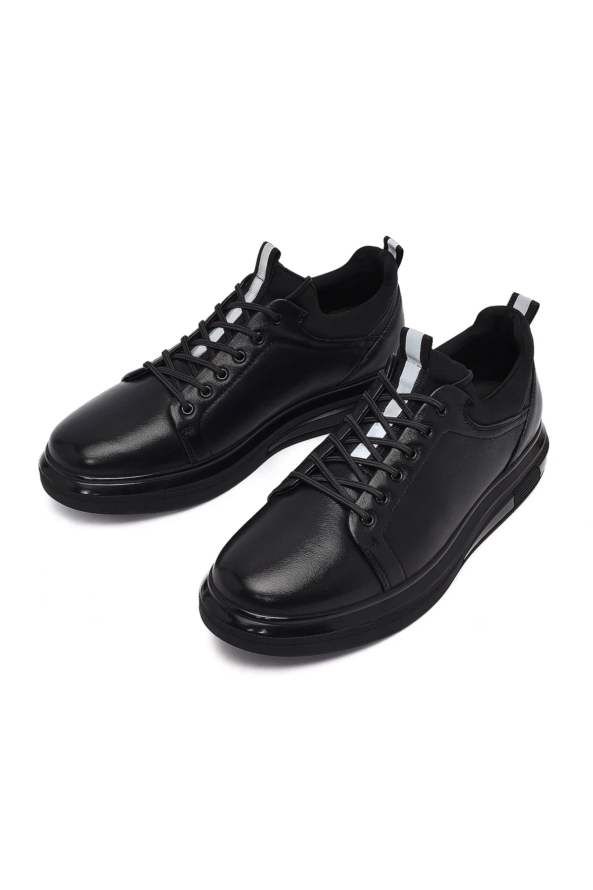 Erkek Siyah Bağcıklı Deri Sneaker - Image 8