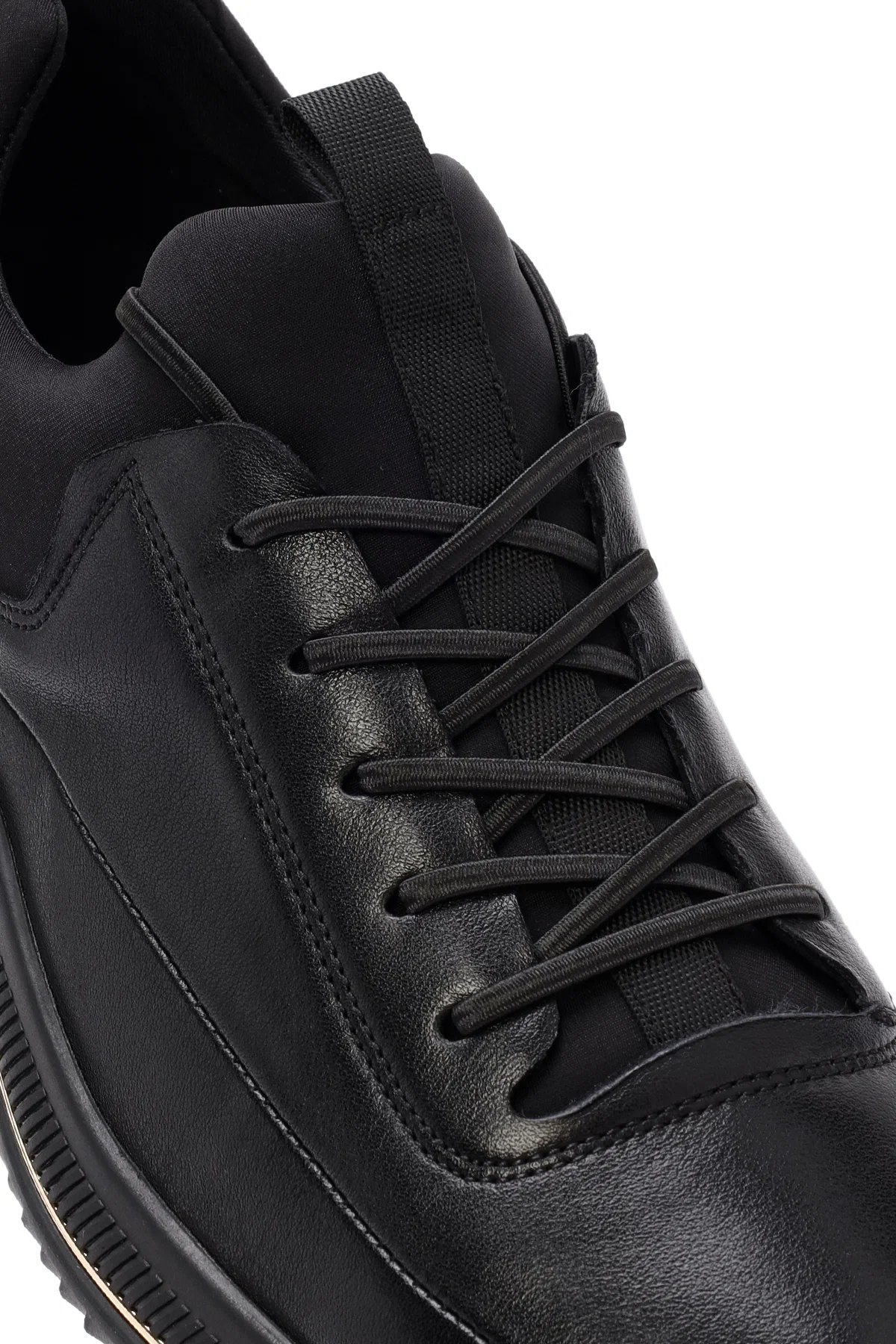 Erkek Siyah Bağcıklı Deri Sneaker - Image 10