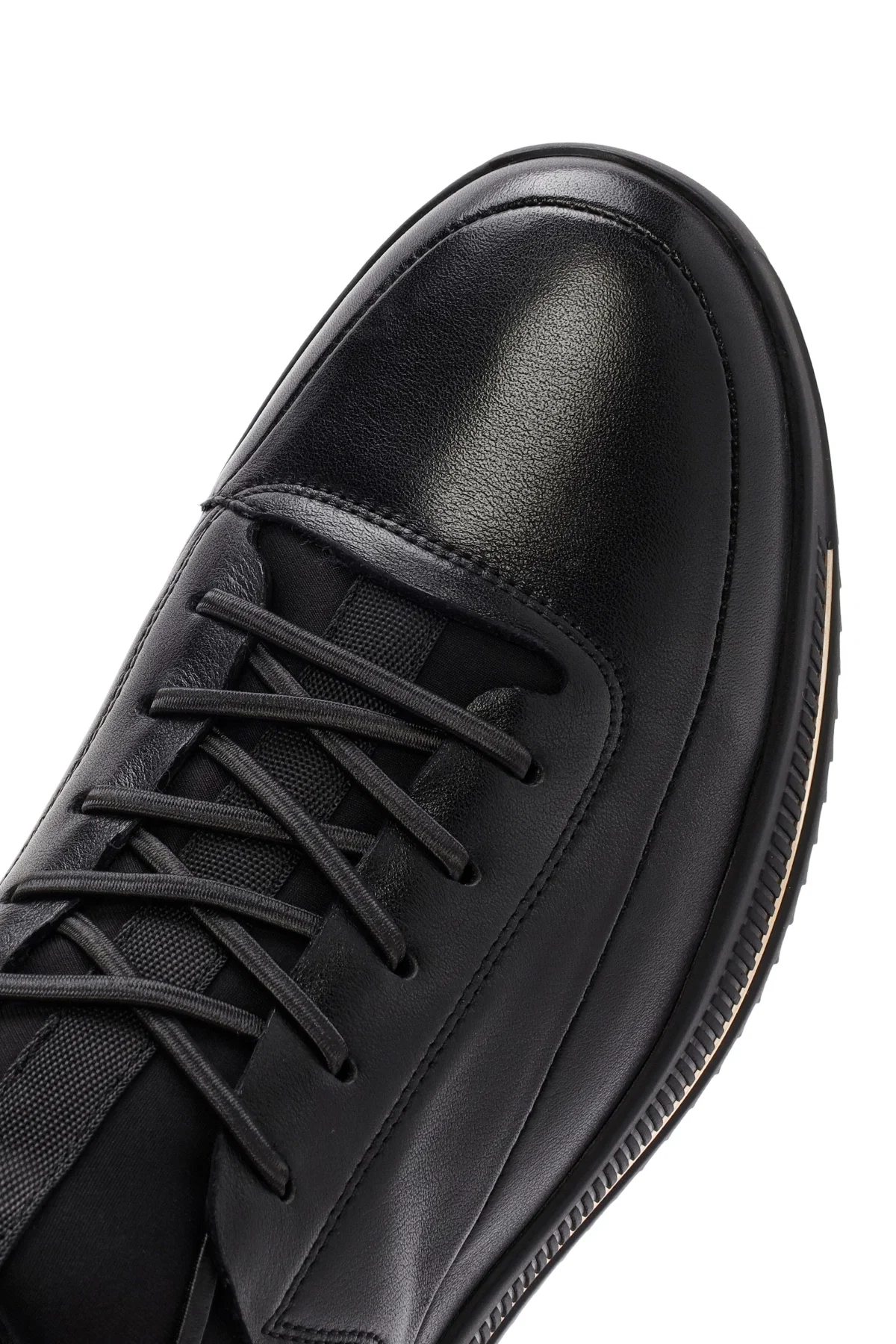 Erkek Siyah Bağcıklı Deri Sneaker - Image 11