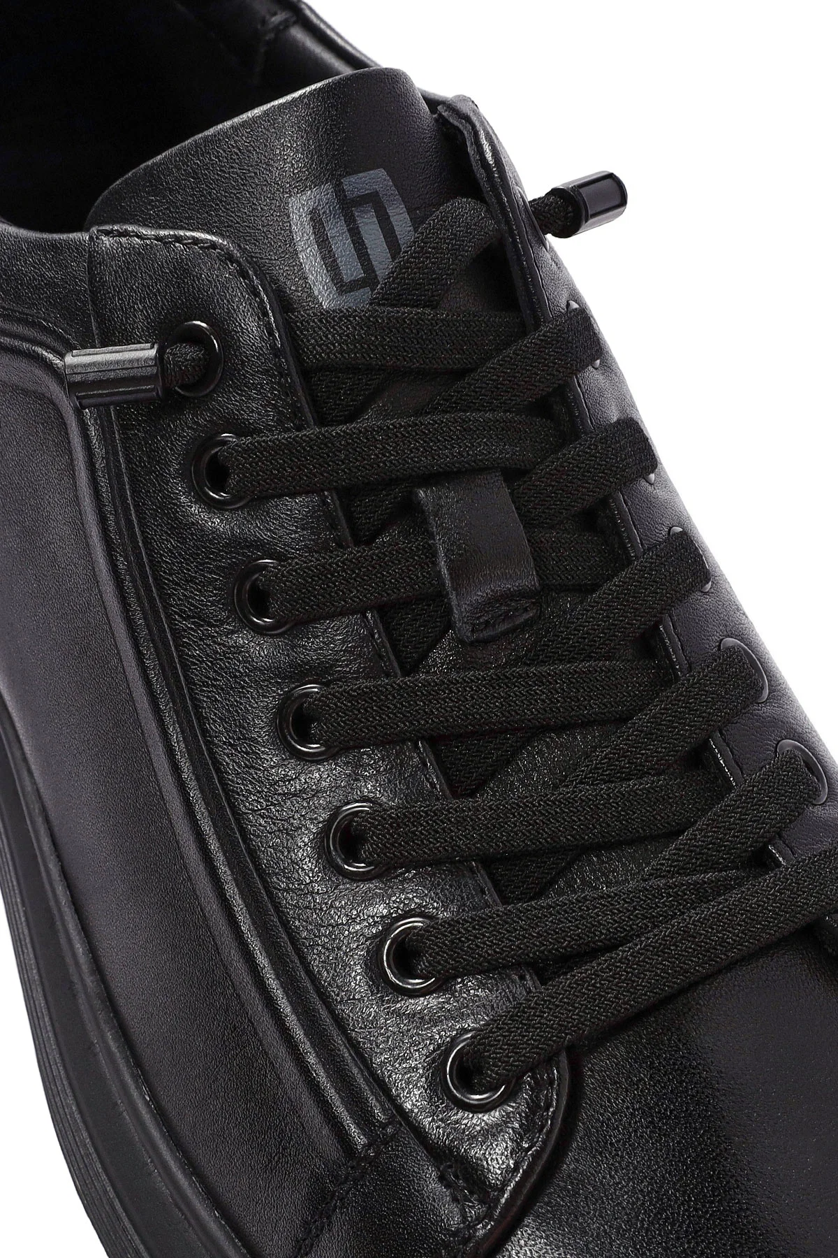 Erkek Siyah Bağcıklı Deri Sneaker - Image 10