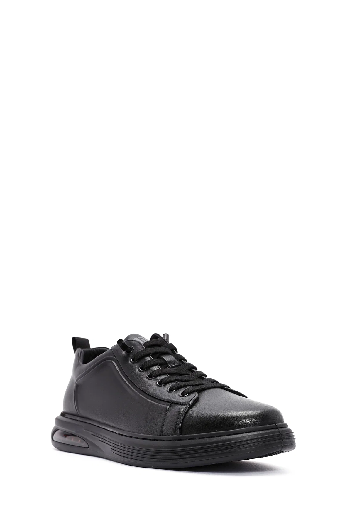 Erkek Siyah Bağcıklı Deri Sneaker - Image 6