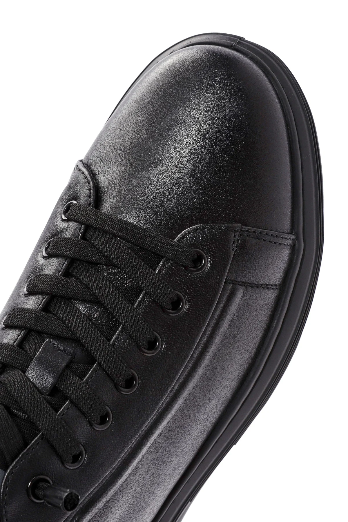 Erkek Siyah Bağcıklı Deri Sneaker - Image 9