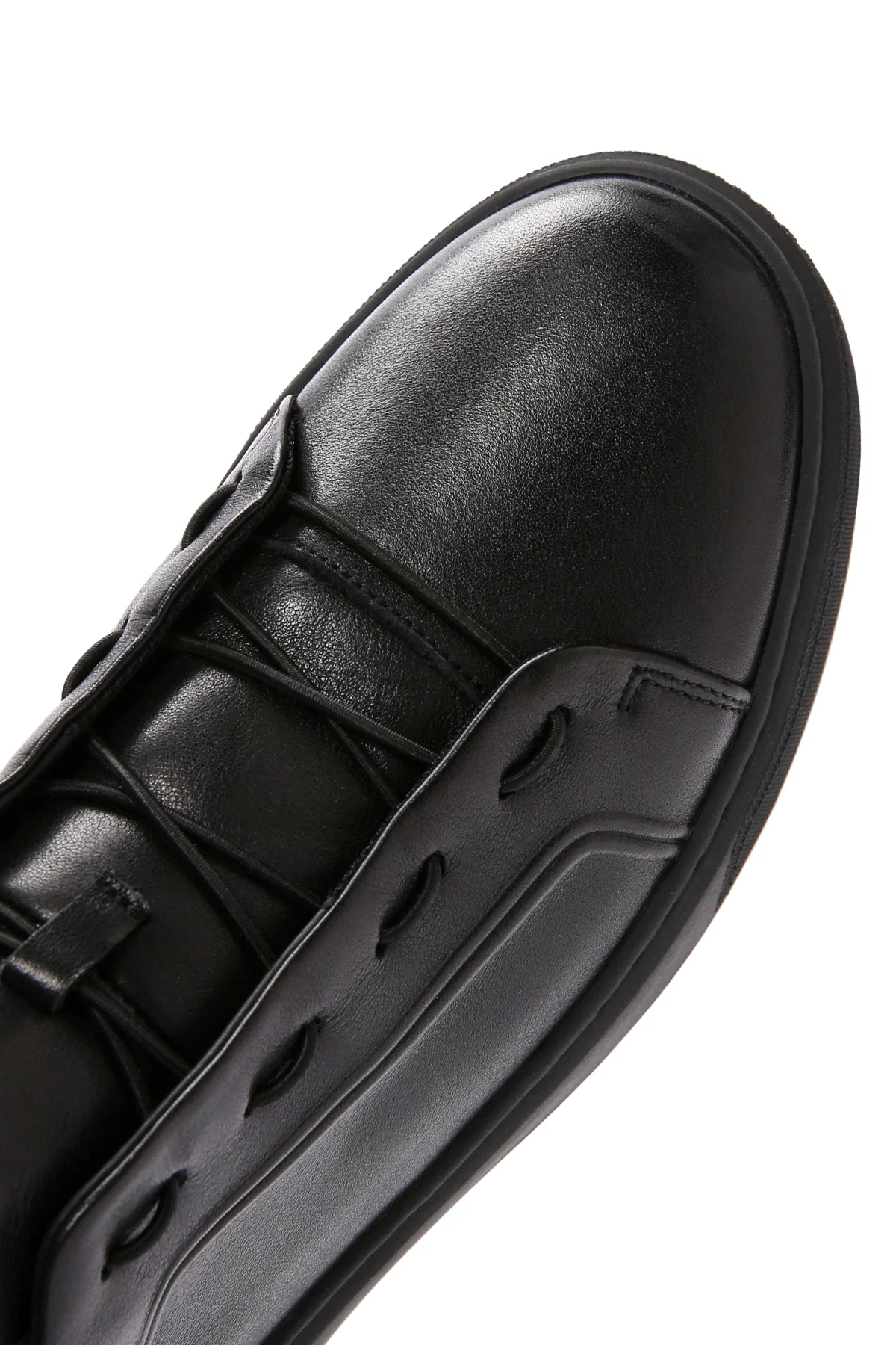 Erkek Siyah Bağcıklı Deri Sneaker - Image 10