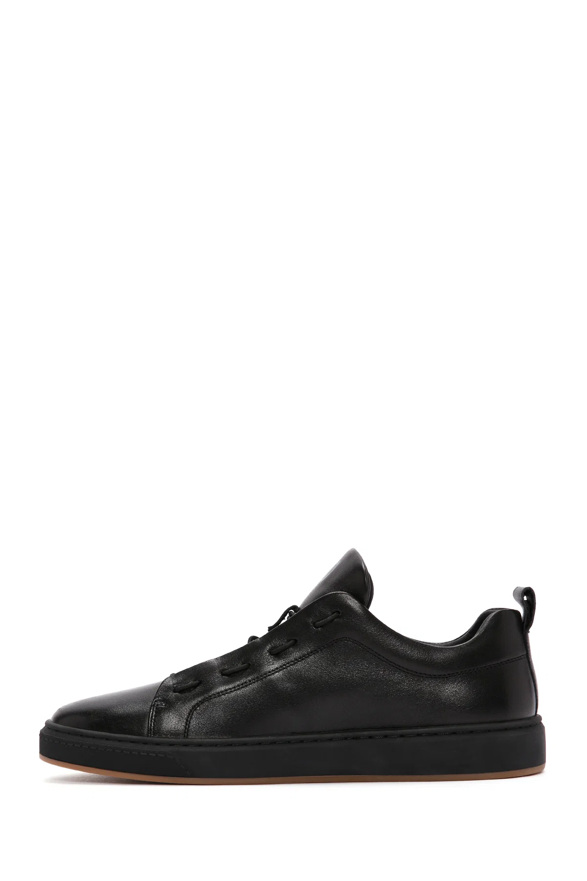 Erkek Siyah Bağcıklı Deri Sneaker - Image 2
