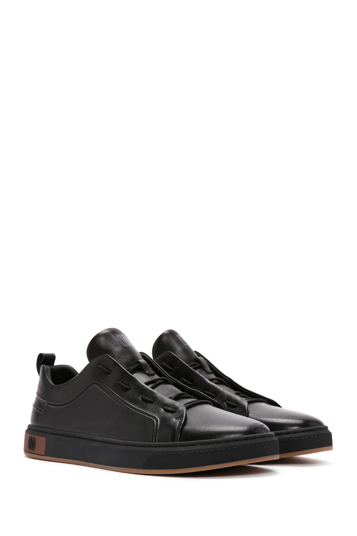 Erkek Siyah Bağcıklı Deri Sneaker - Image 3