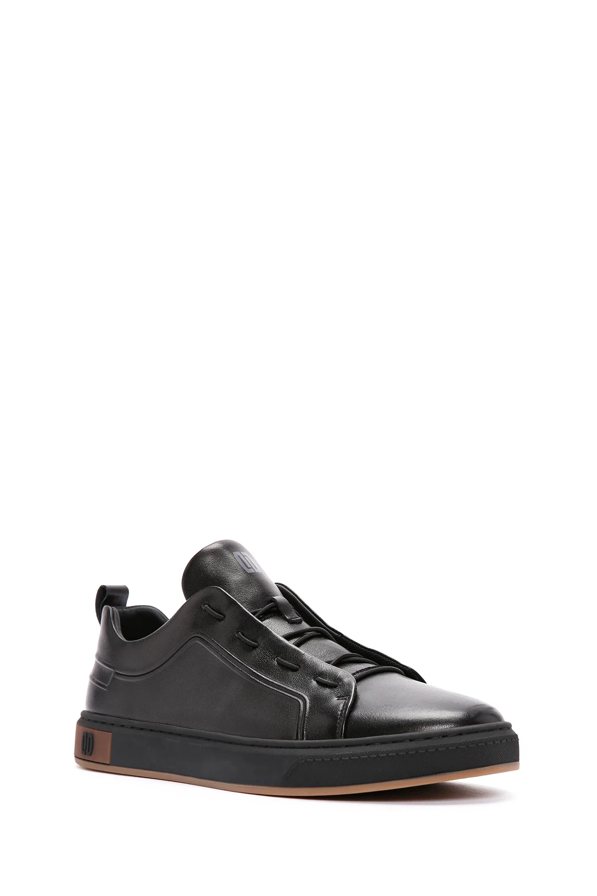 Erkek Siyah Bağcıklı Deri Sneaker - Image 6