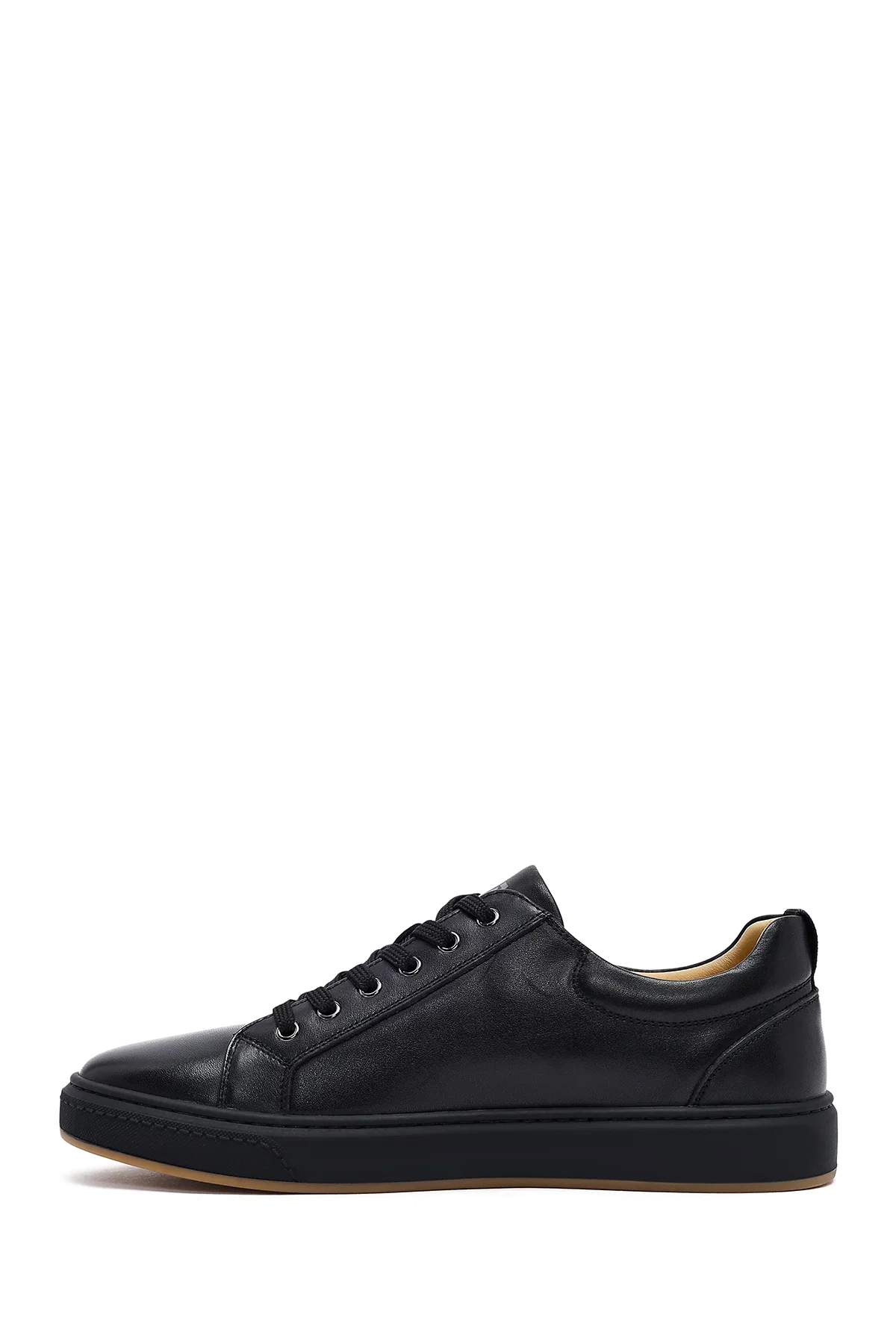 Erkek Siyah Bağcıklı Deri Sneaker - Image 2