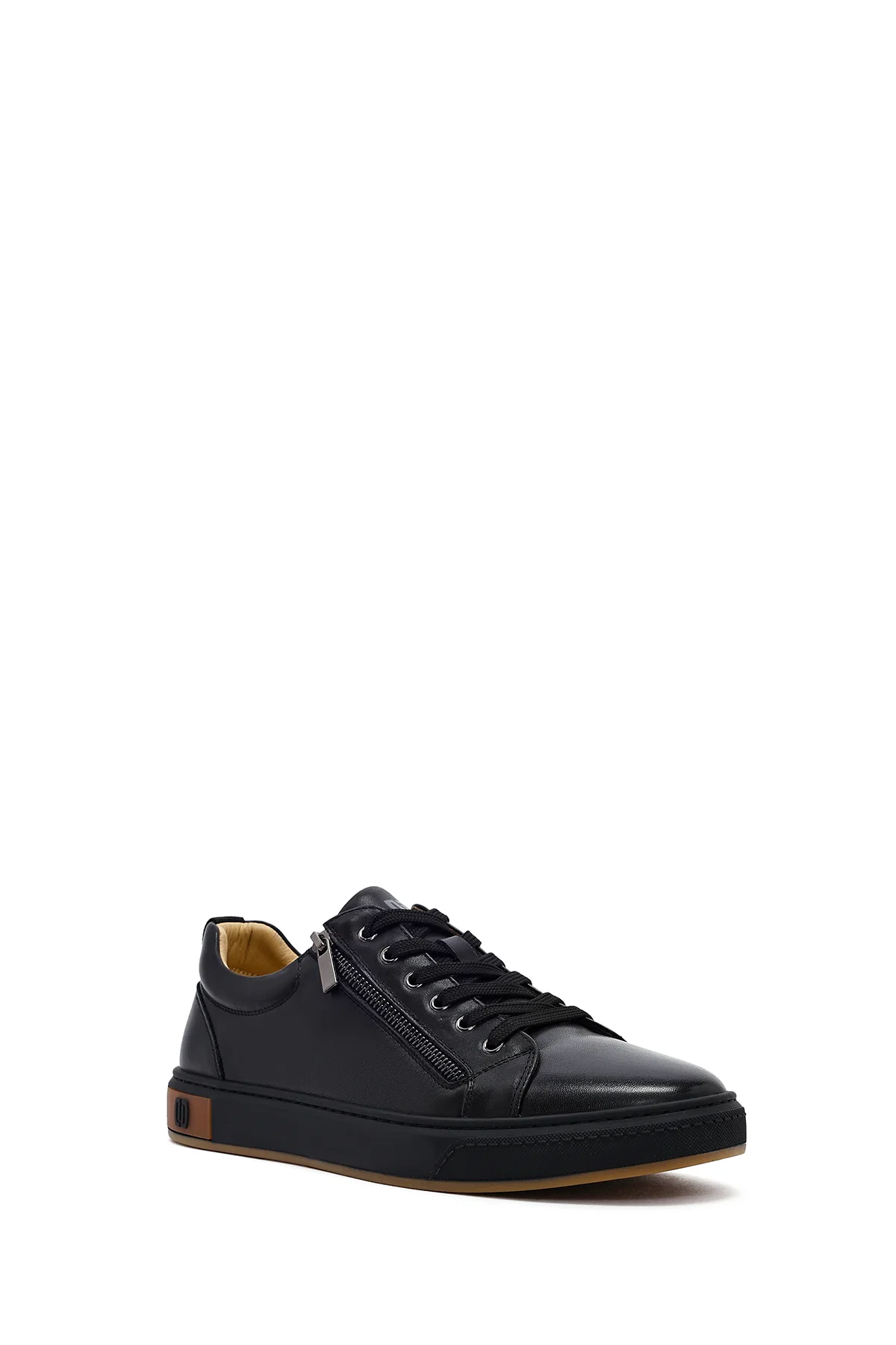 Erkek Siyah Bağcıklı Deri Sneaker - Image 6