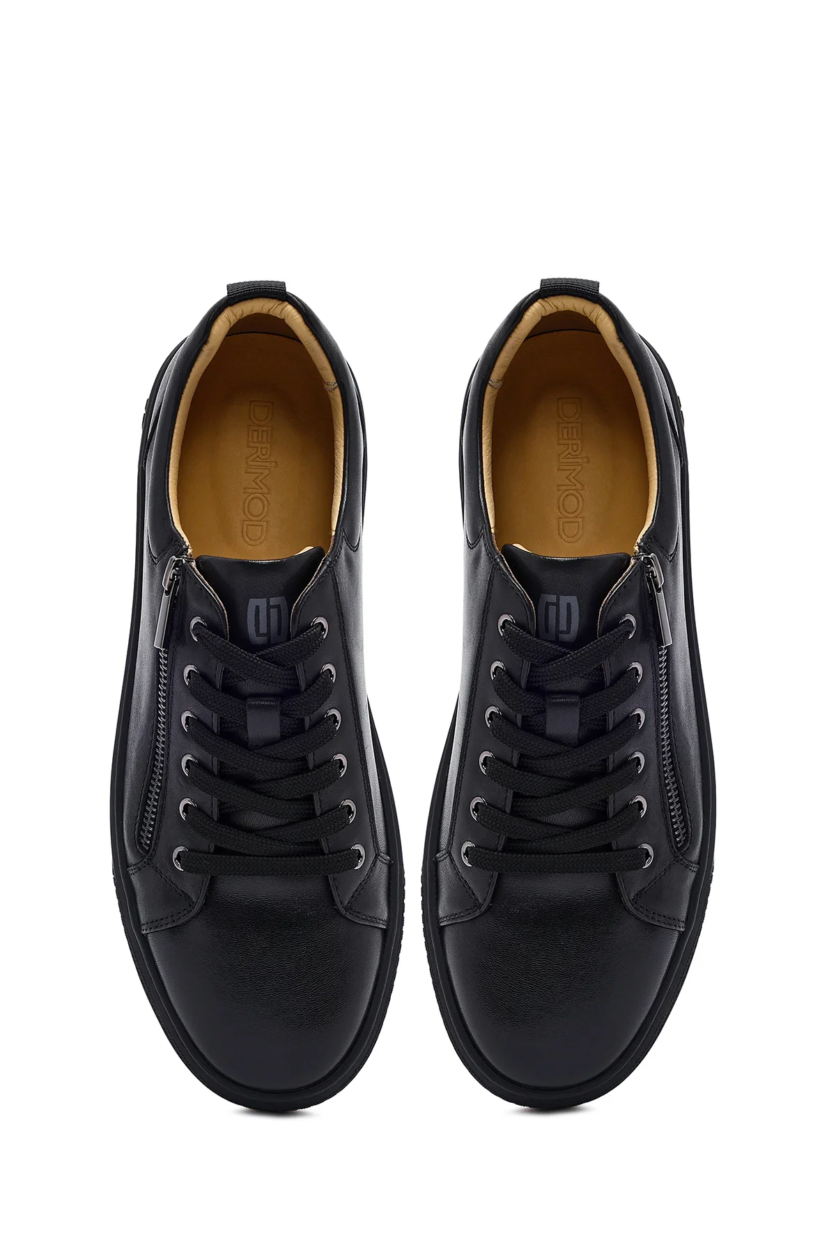 Erkek Siyah Bağcıklı Deri Sneaker - Image 7