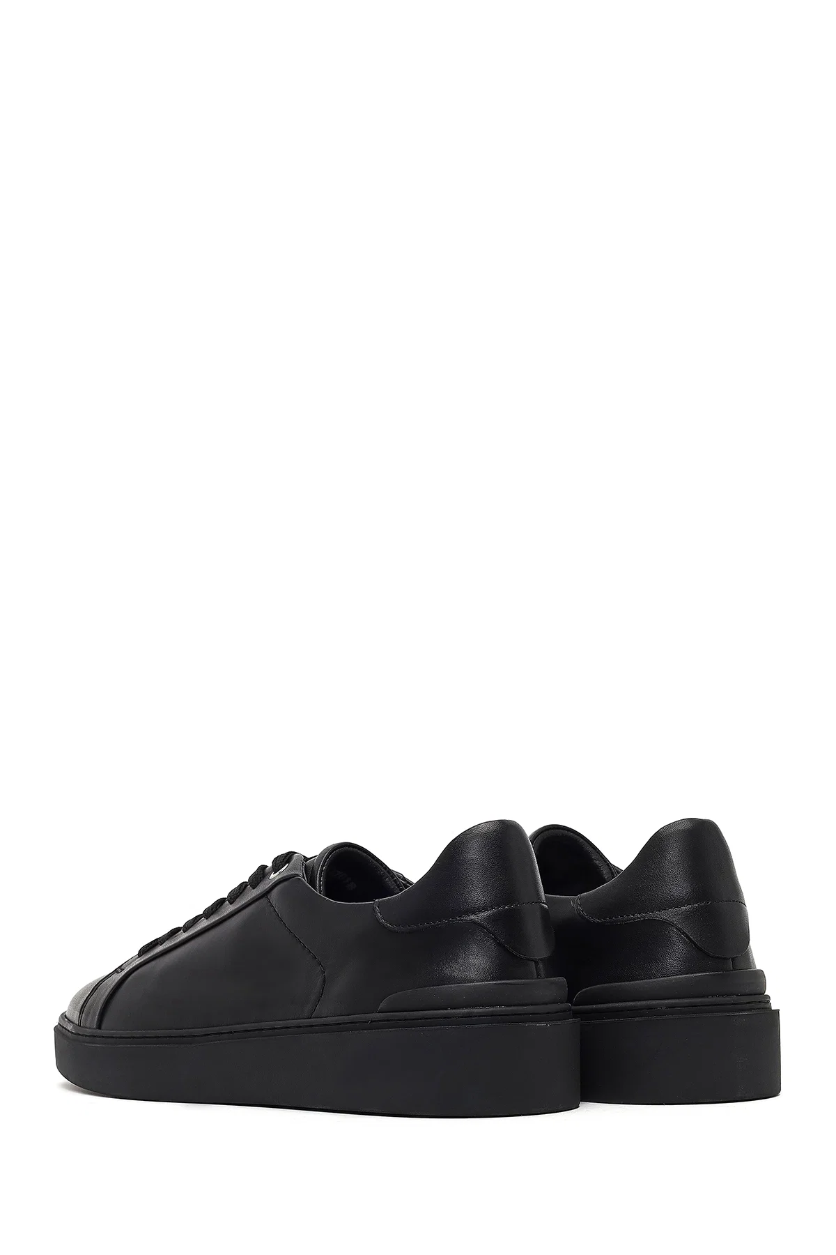 Erkek Siyah Bağcıklı Deri Sneaker - Image 5