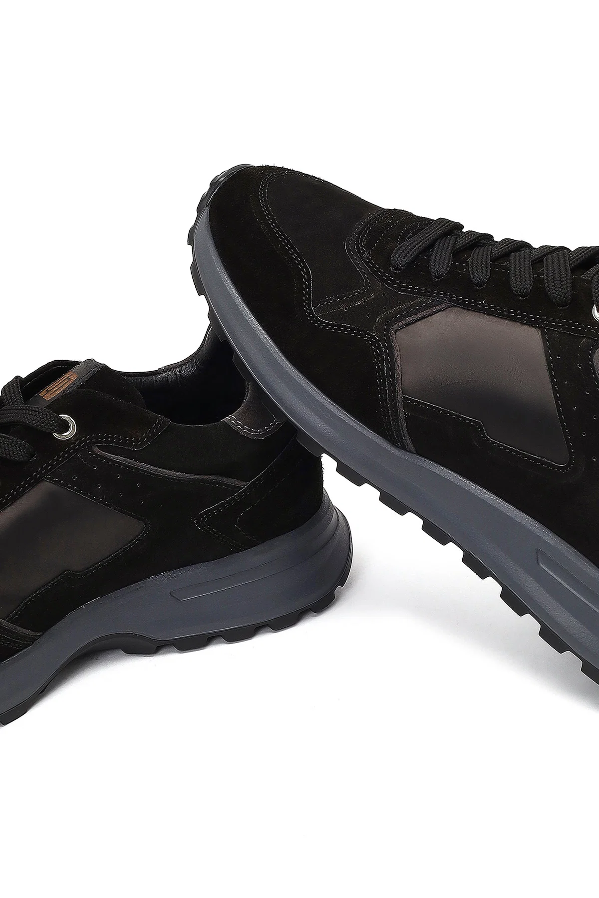 Erkek Siyah Bağcıklı Deri Sneaker - Image 10