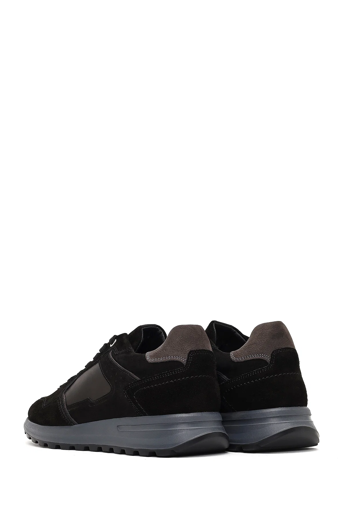 Erkek Siyah Bağcıklı Deri Sneaker - Image 5