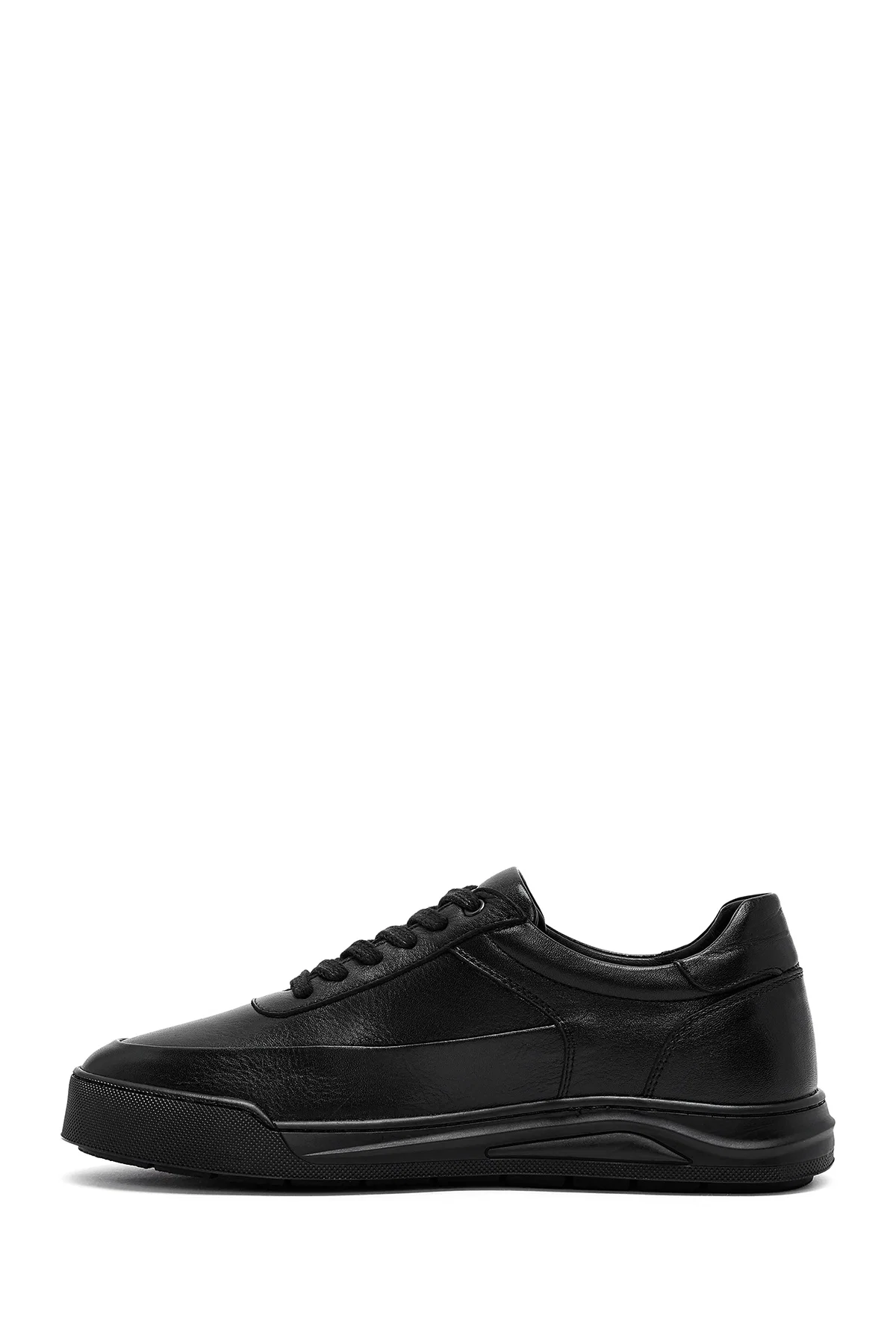 Erkek Siyah Bağcıklı Deri Sneaker - Image 2