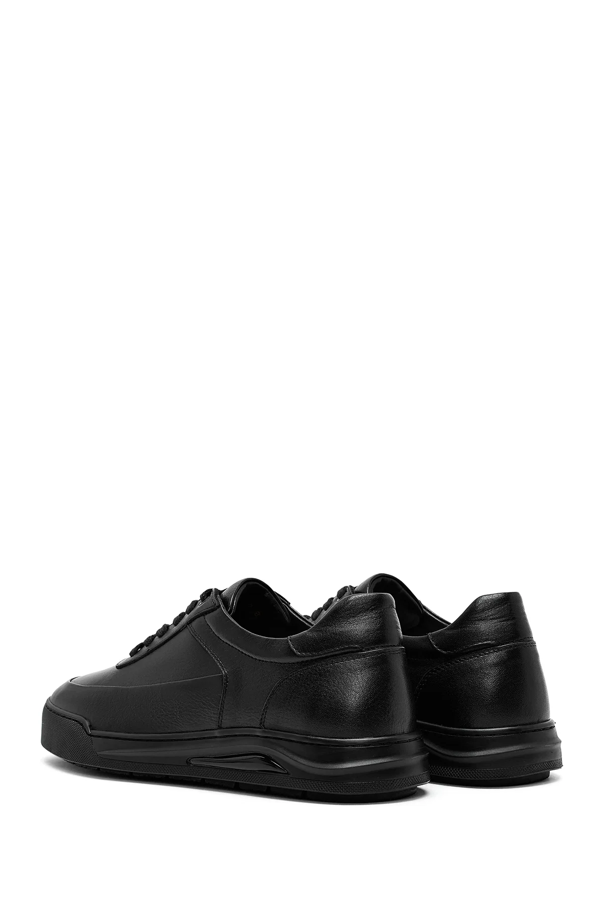 Erkek Siyah Bağcıklı Deri Sneaker - Image 5