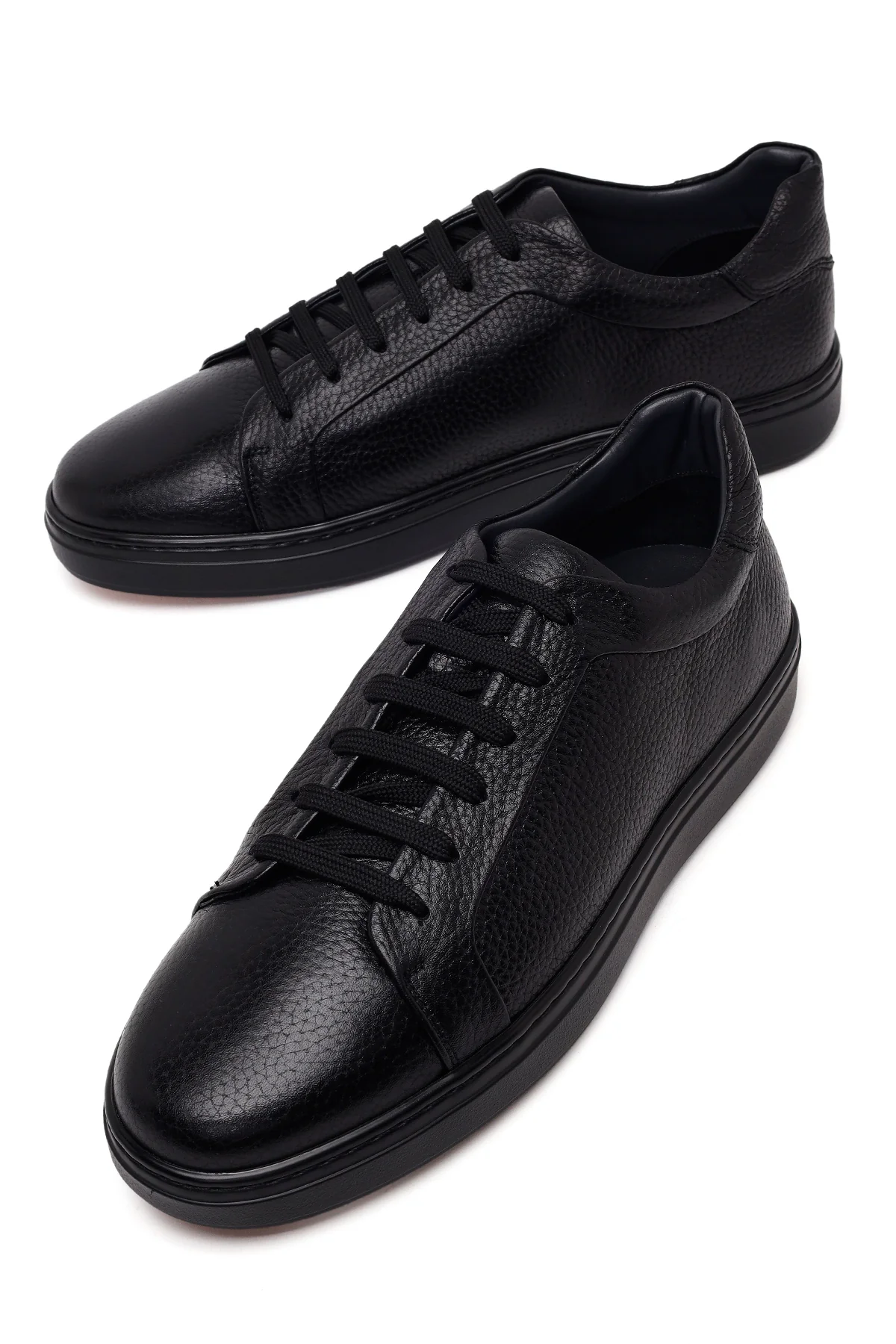 Erkek Siyah Bağcıklı Deri Sneaker - Image 10
