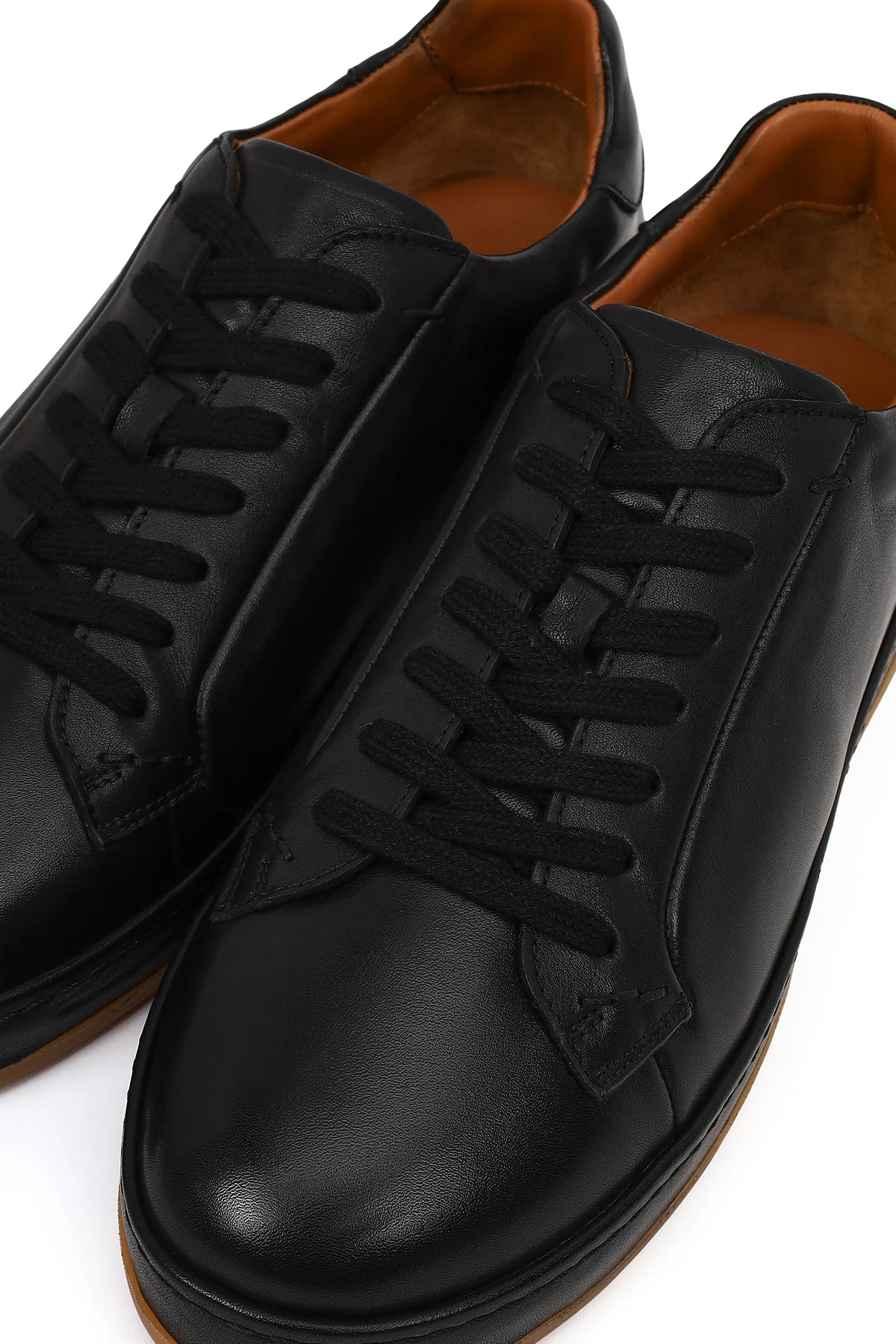 Erkek Siyah Bağcıklı Deri Sneaker - Image 10