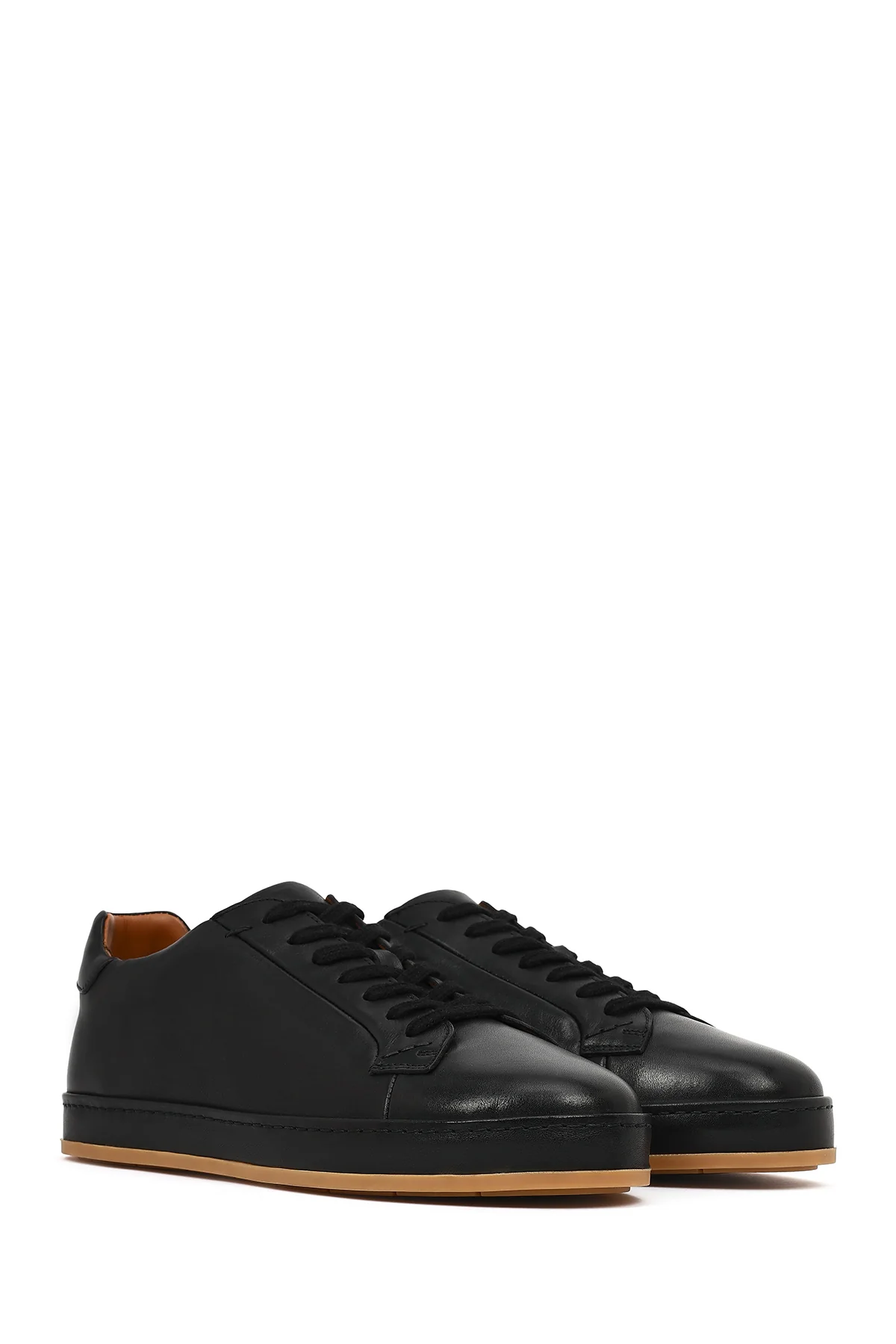 Erkek Siyah Bağcıklı Deri Sneaker - Image 2