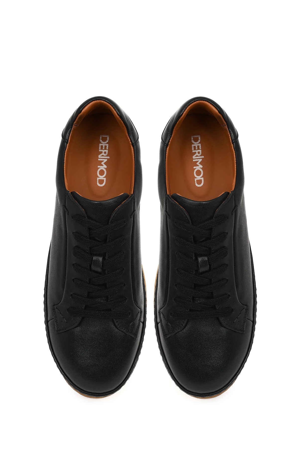 Erkek Siyah Bağcıklı Deri Sneaker - Image 4