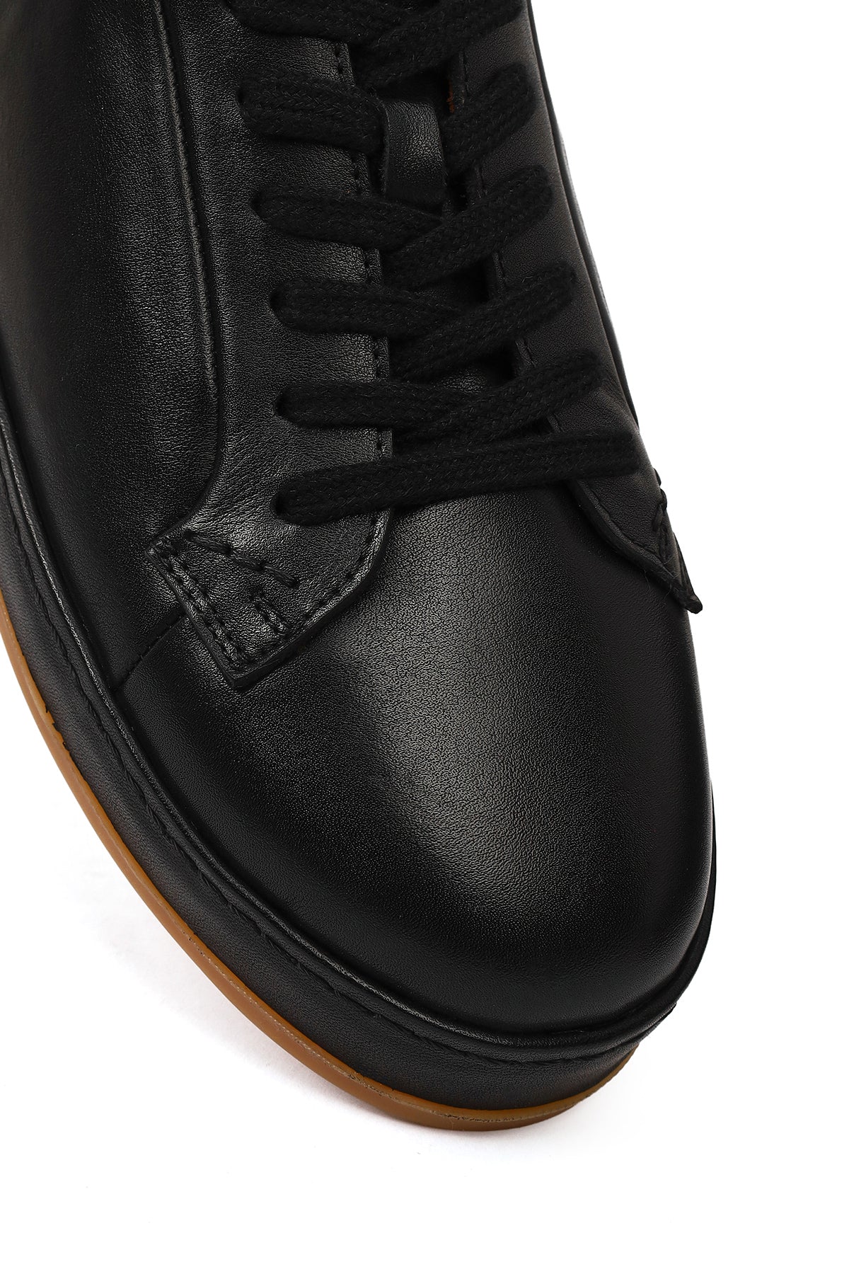 Erkek Siyah Bağcıklı Deri Sneaker - Image 9