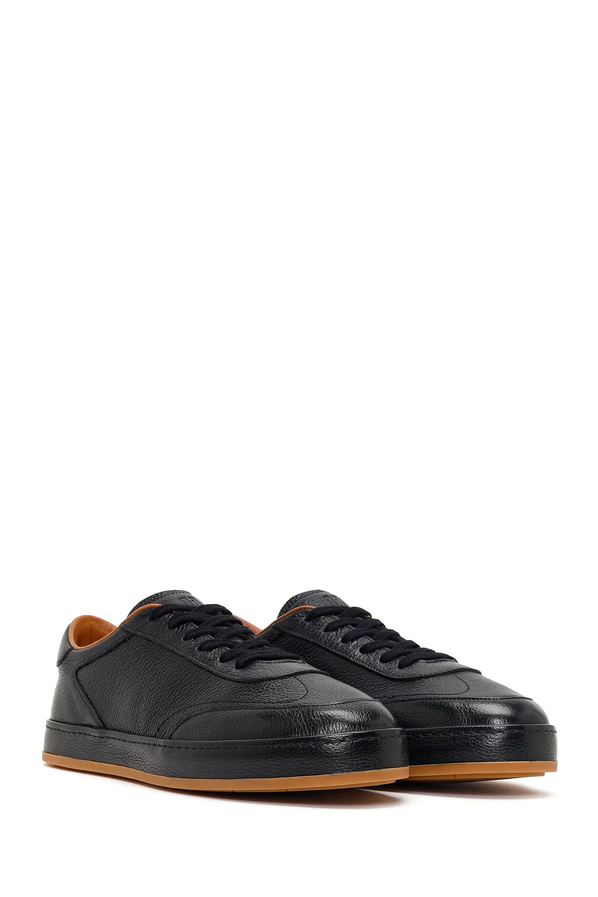 Erkek Siyah Bağcıklı Deri Sneaker - Image 2
