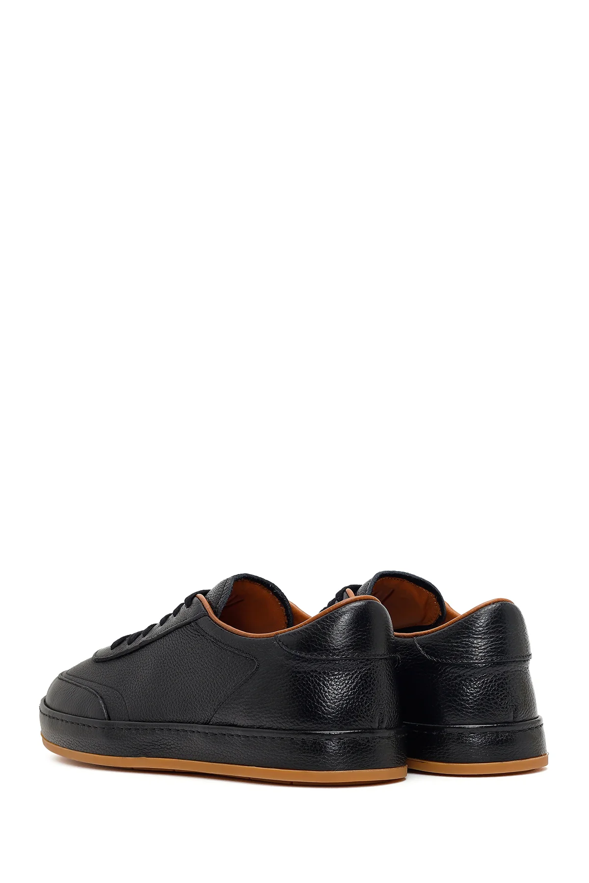 Erkek Siyah Bağcıklı Deri Sneaker - Image 6