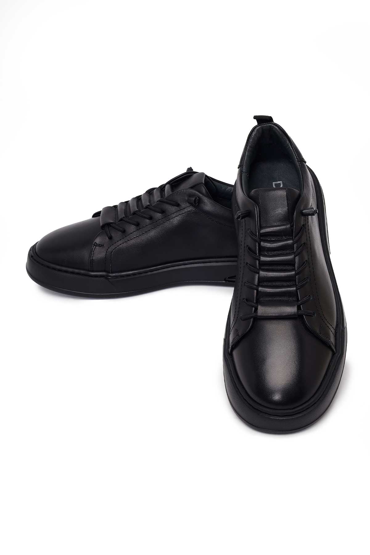 Erkek Siyah Bağcıklı Deri Sneaker - Image 10