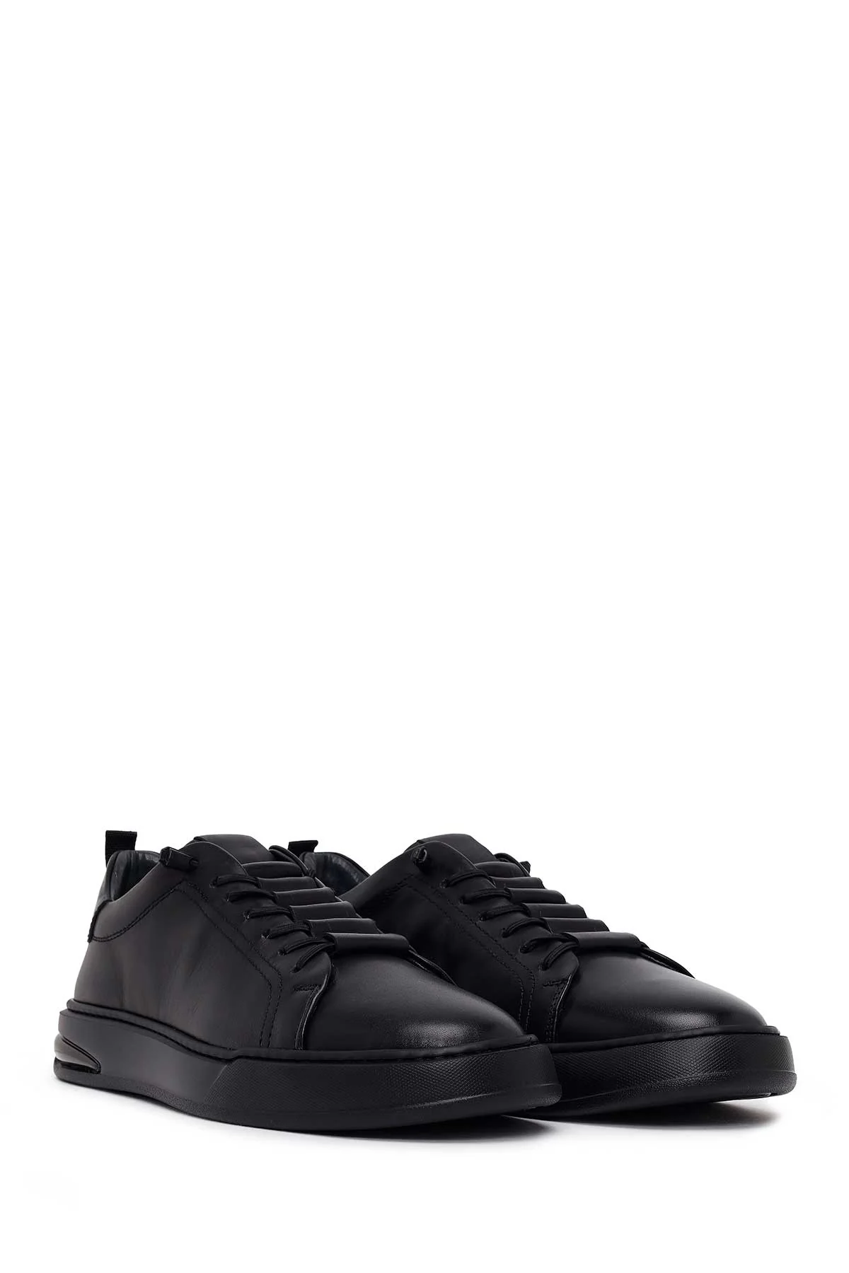 Erkek Siyah Bağcıklı Deri Sneaker - Image 2