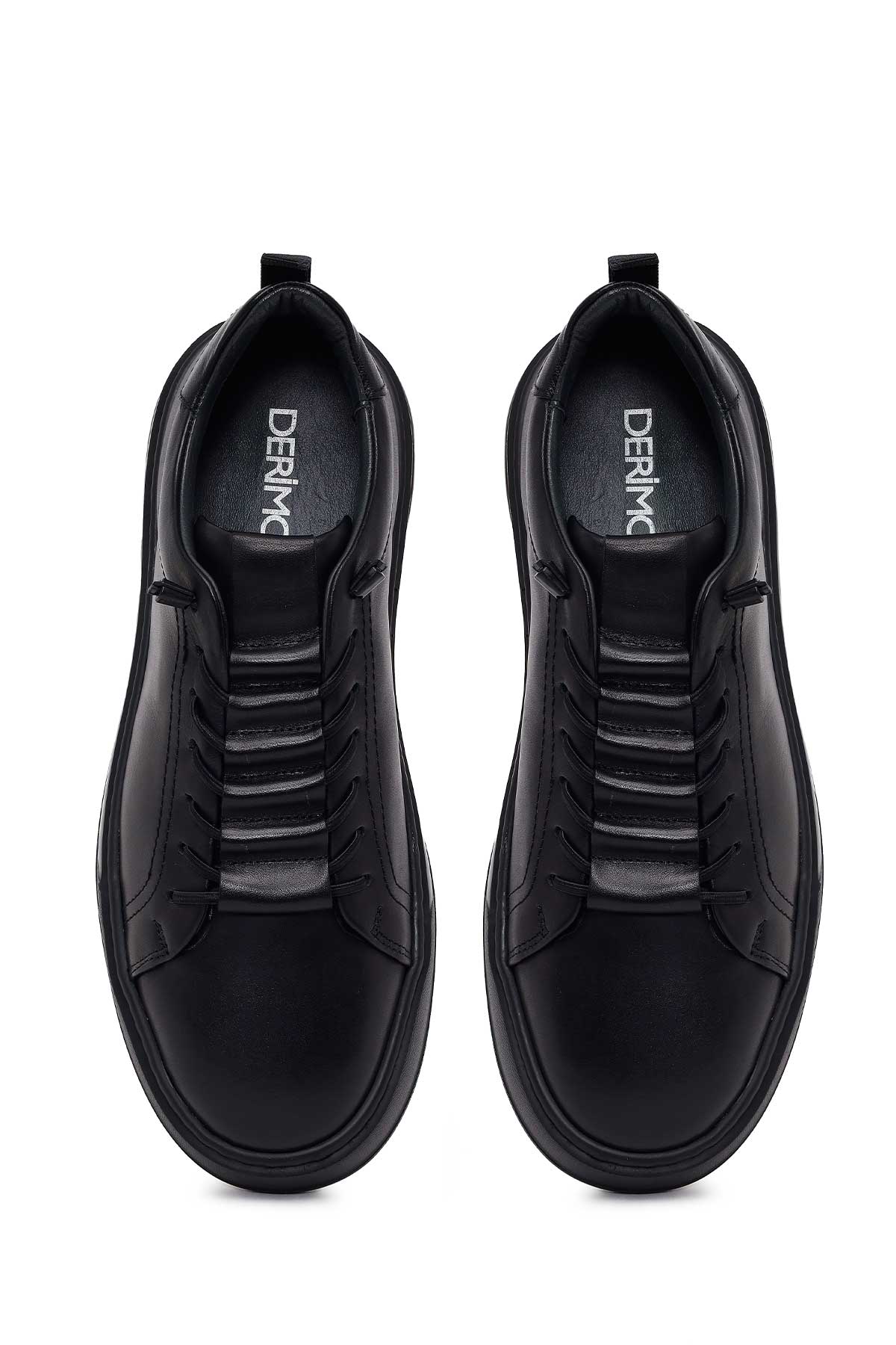 Erkek Siyah Bağcıklı Deri Sneaker - Image 4